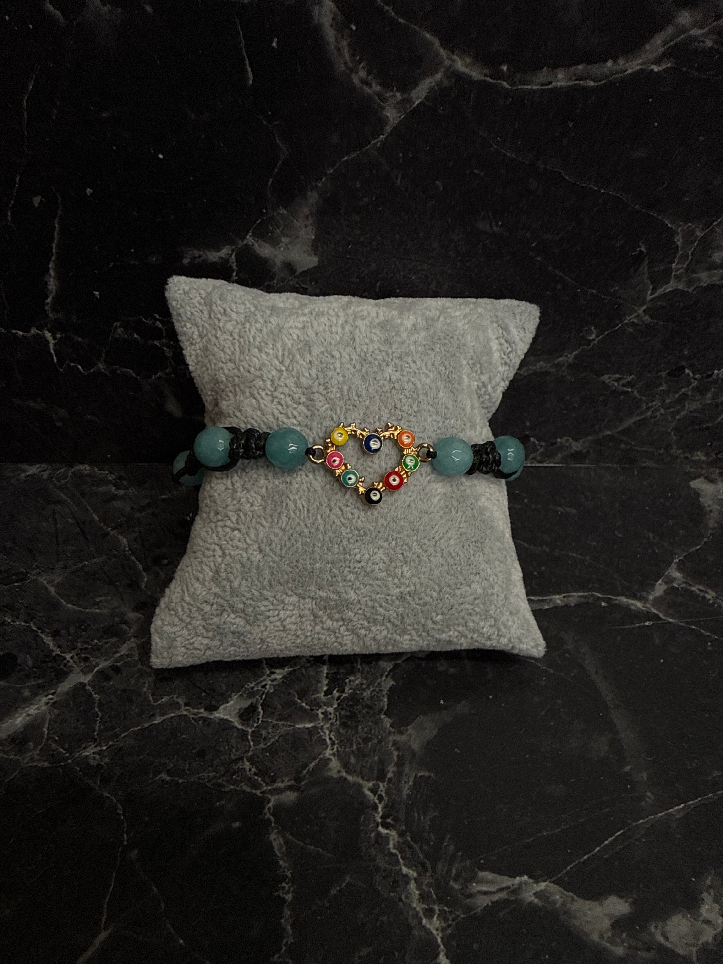 Rainbow Heart Evil Eye Protection Bracelet