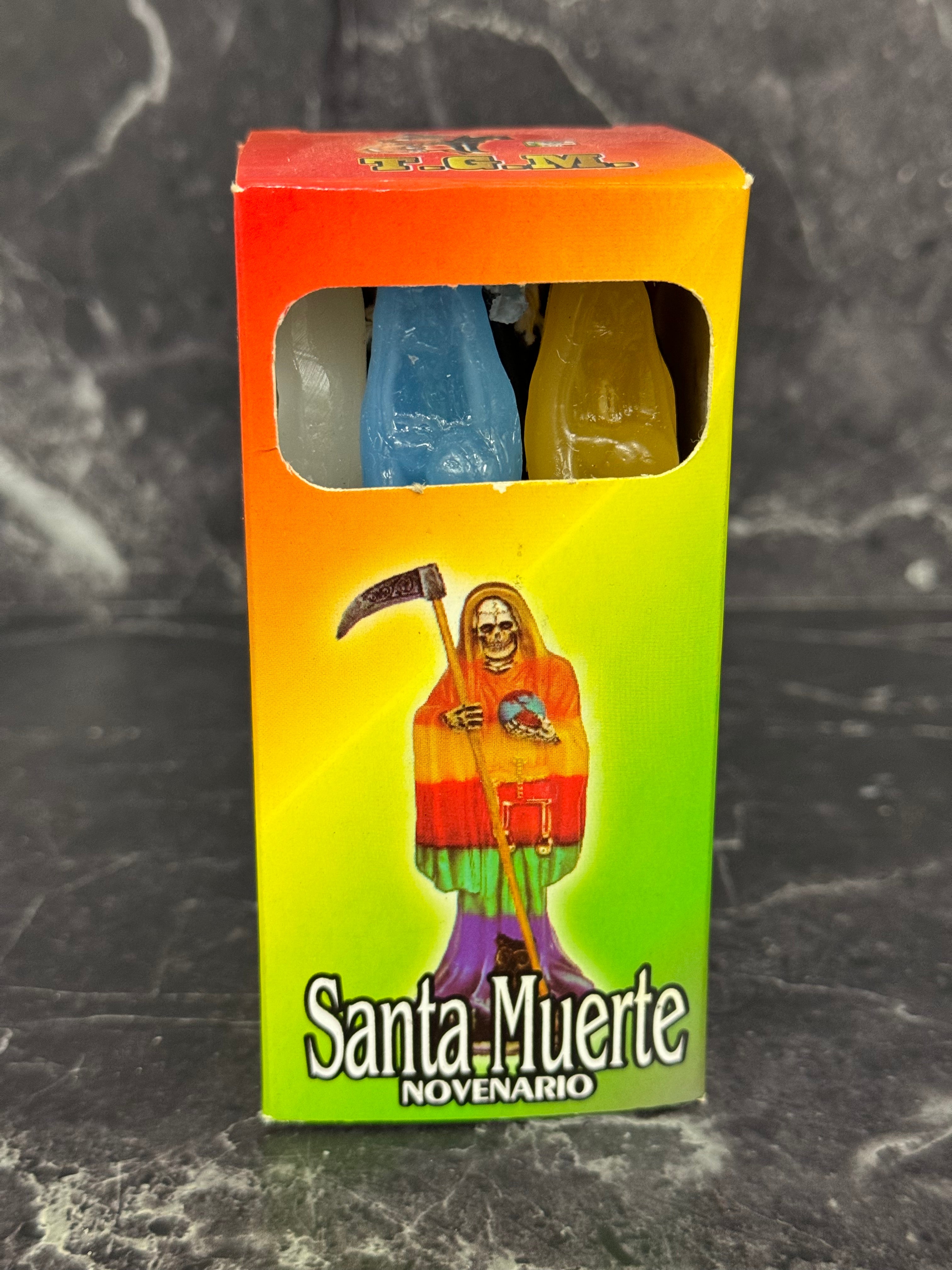 Santa Muerte Novenario Candle Statue – 9-Day Ritual Candles (Multiple Colors)