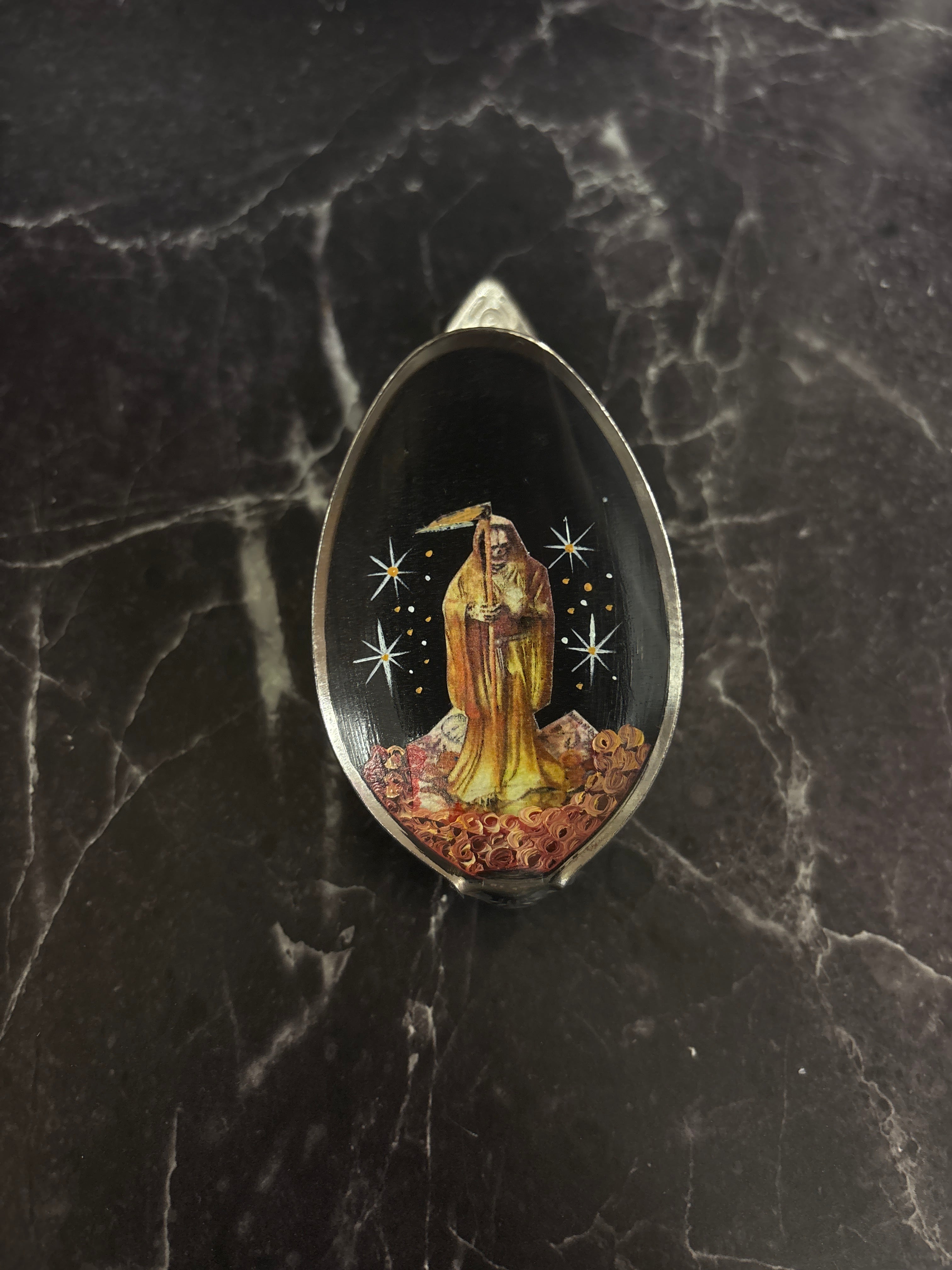 Santa Muerte Painted Spoon Rings – Assorted Colors