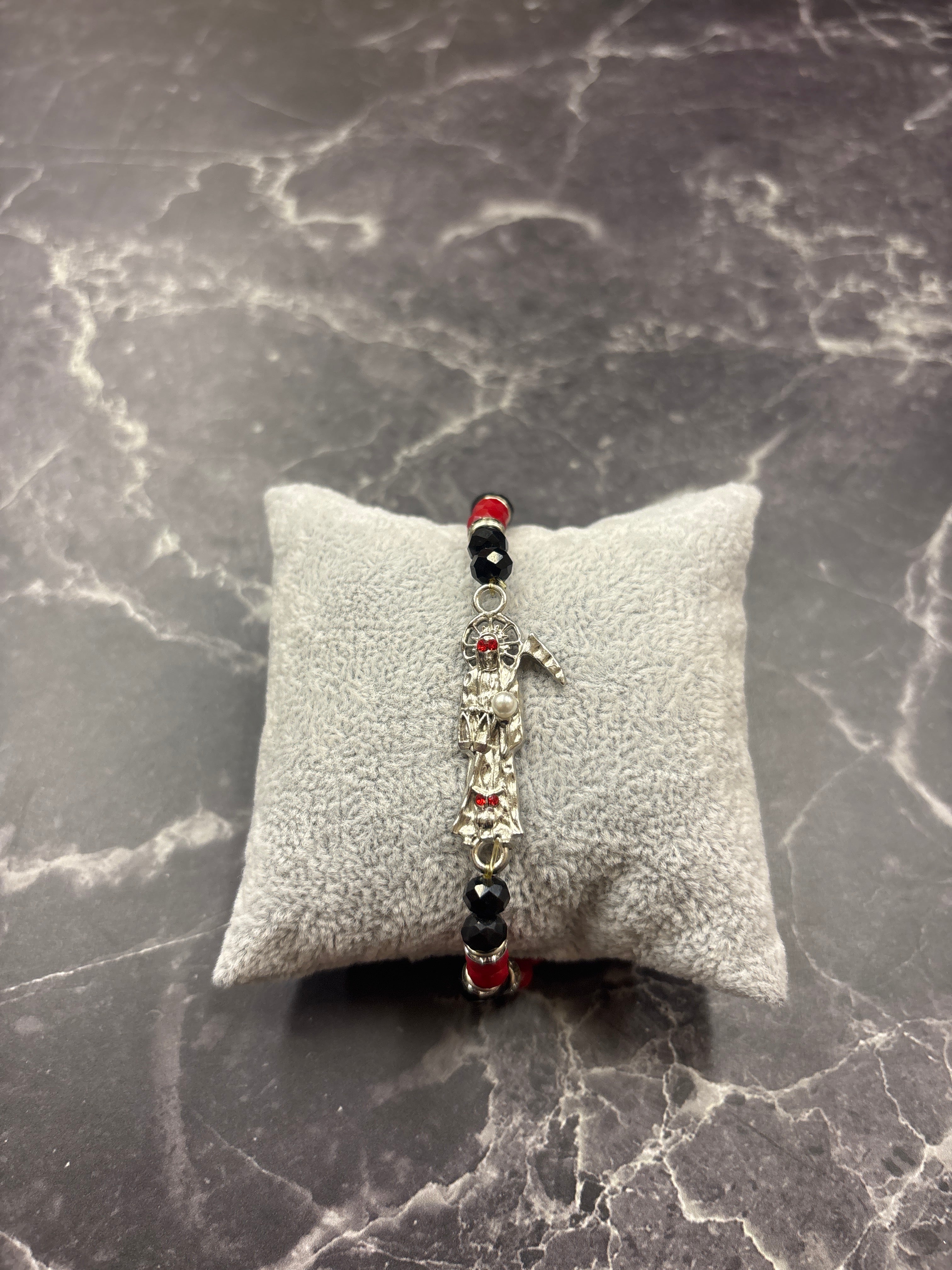 Reversible Santa Muerte Protection Charm Bracelet