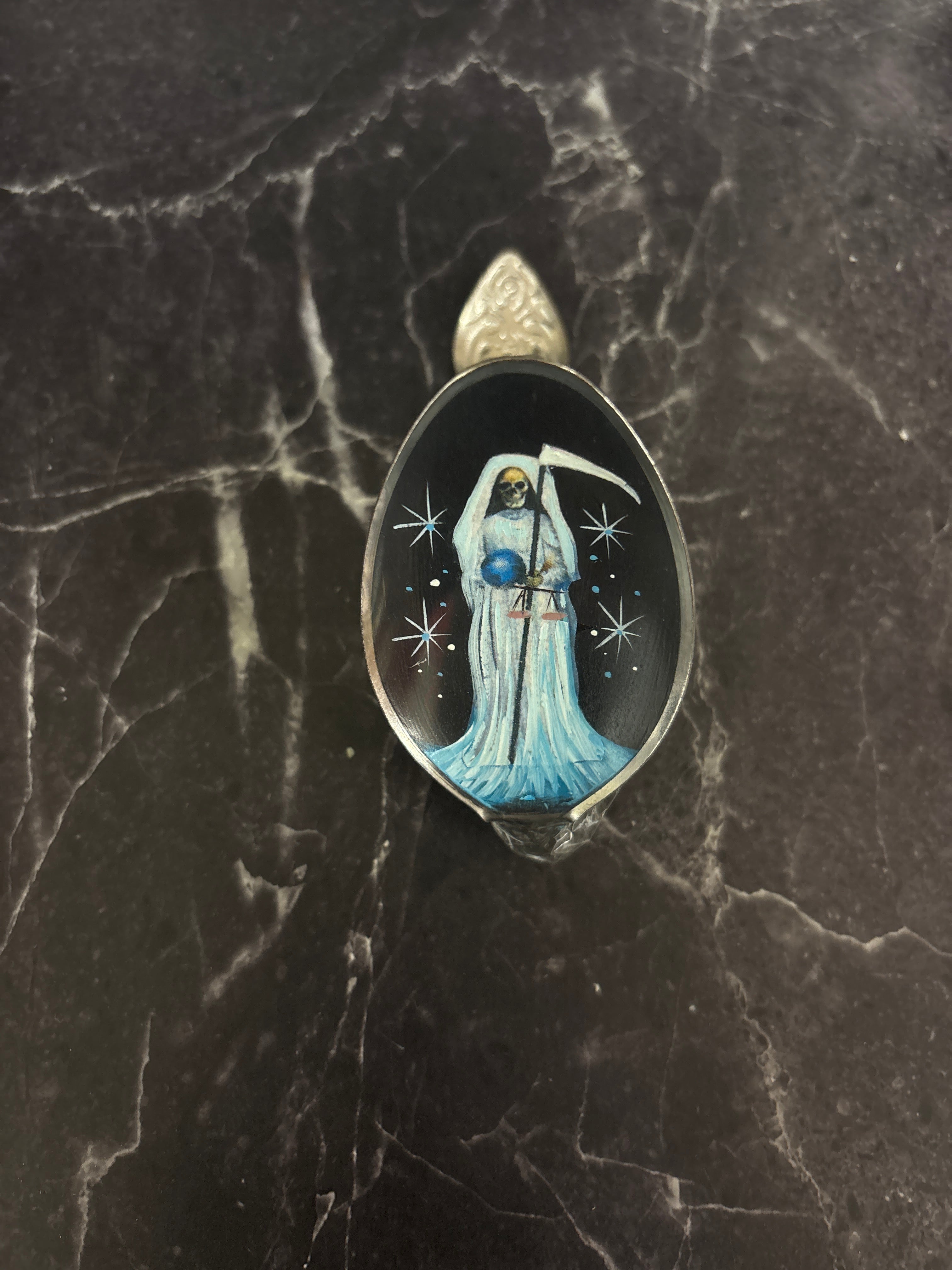 Santa Muerte Painted Spoon Rings – Assorted Colors