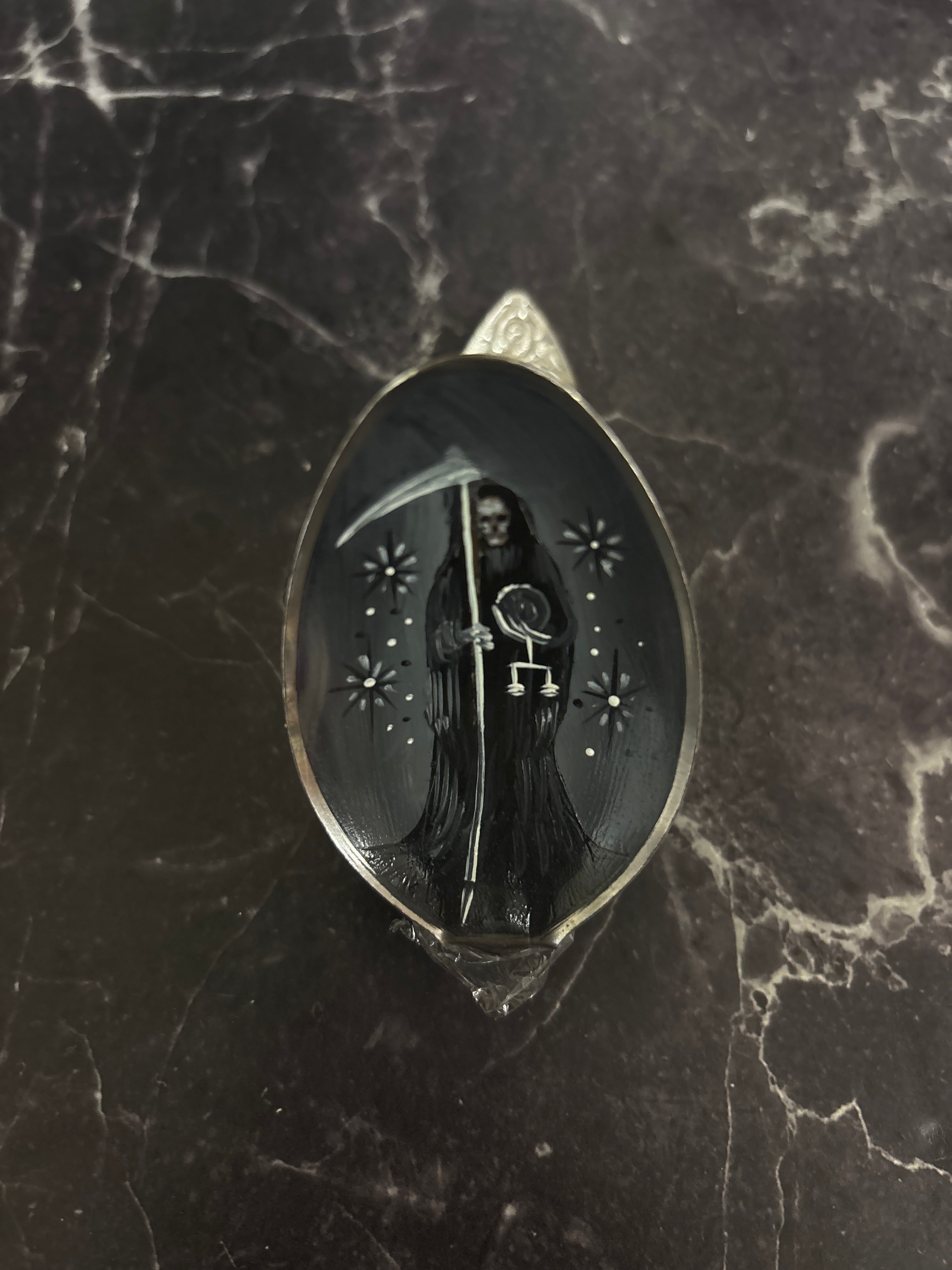 Santa Muerte Painted Spoon Rings – Assorted Colors
