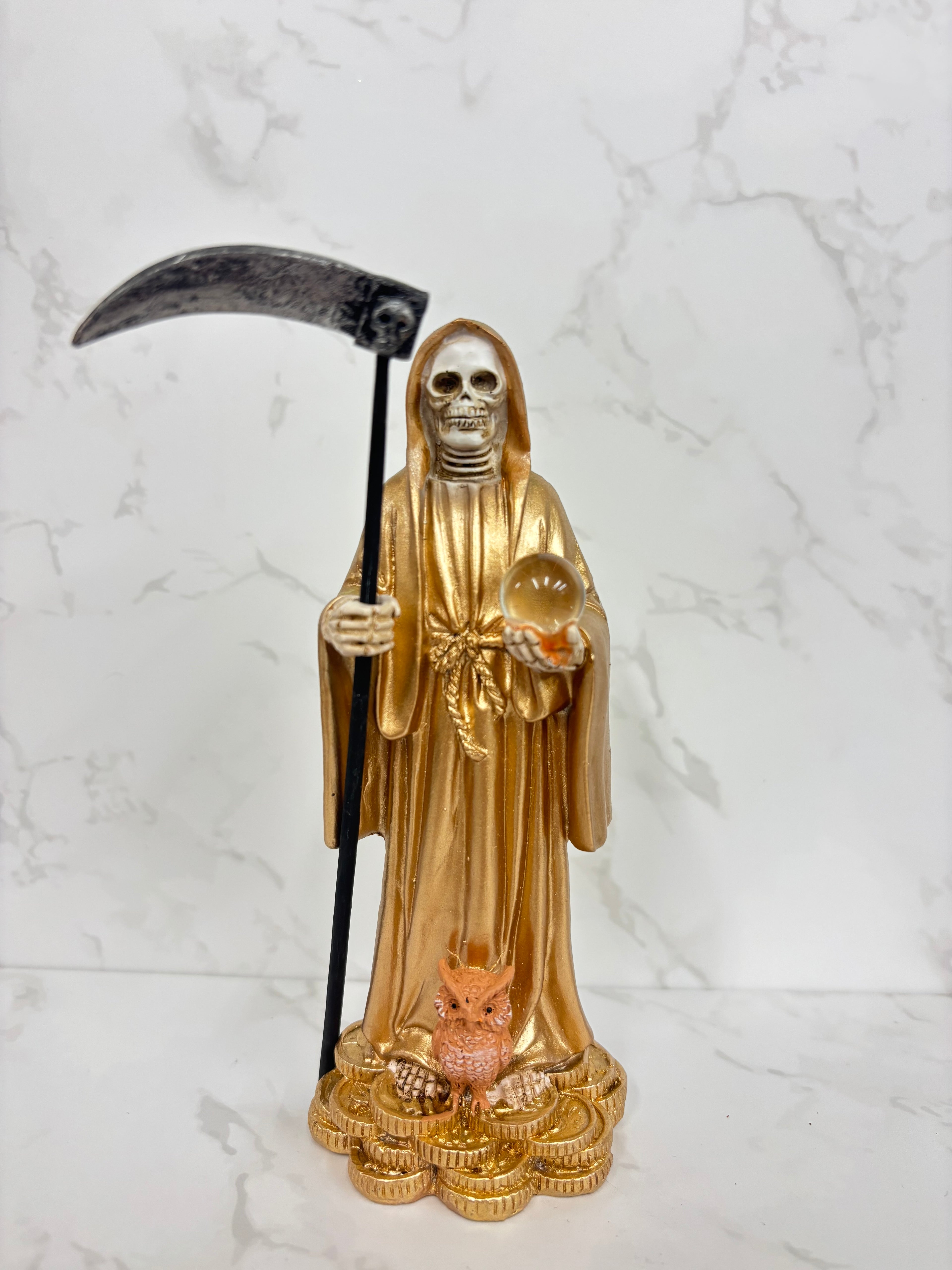 Santa Muerte Gold Cloak Statue (6”)