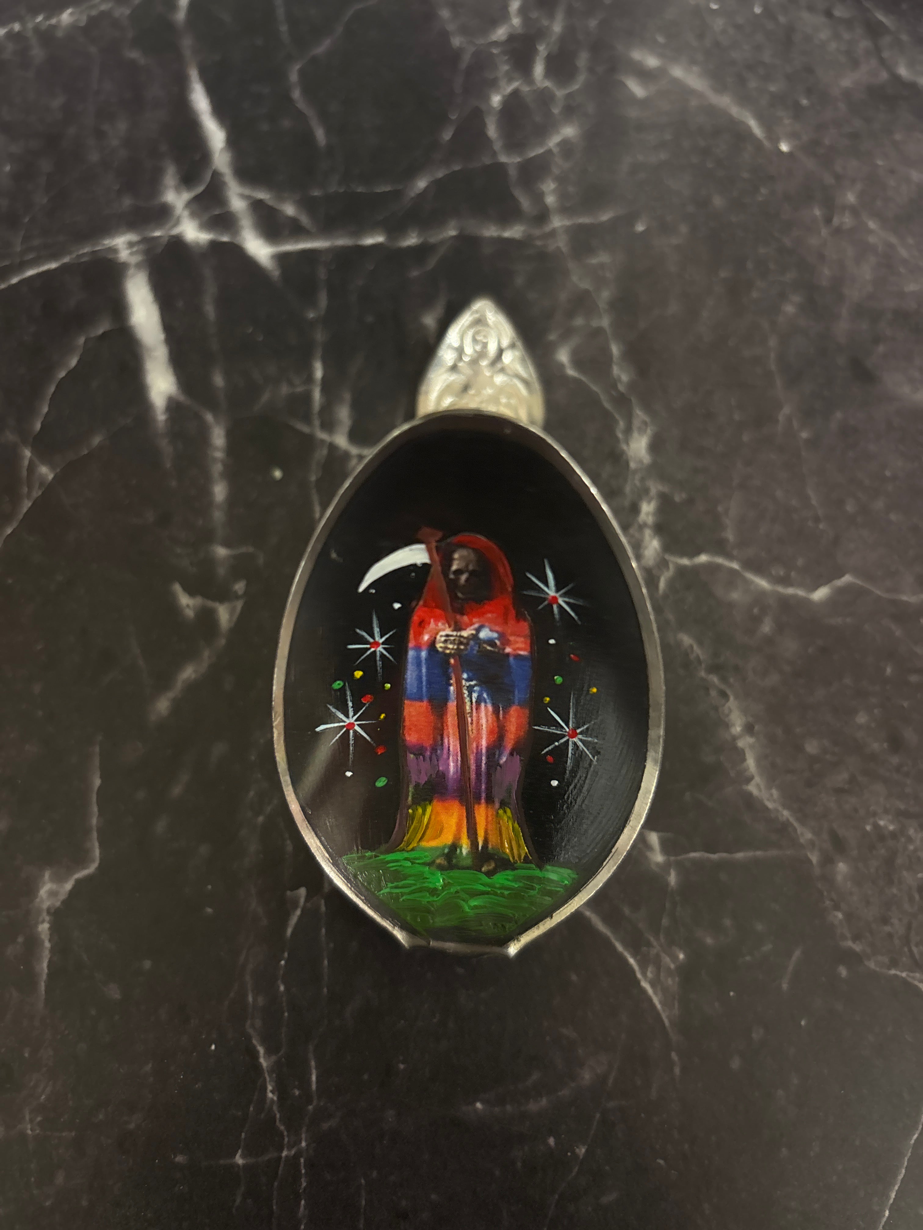 Santa Muerte Painted Spoon Rings – Assorted Colors