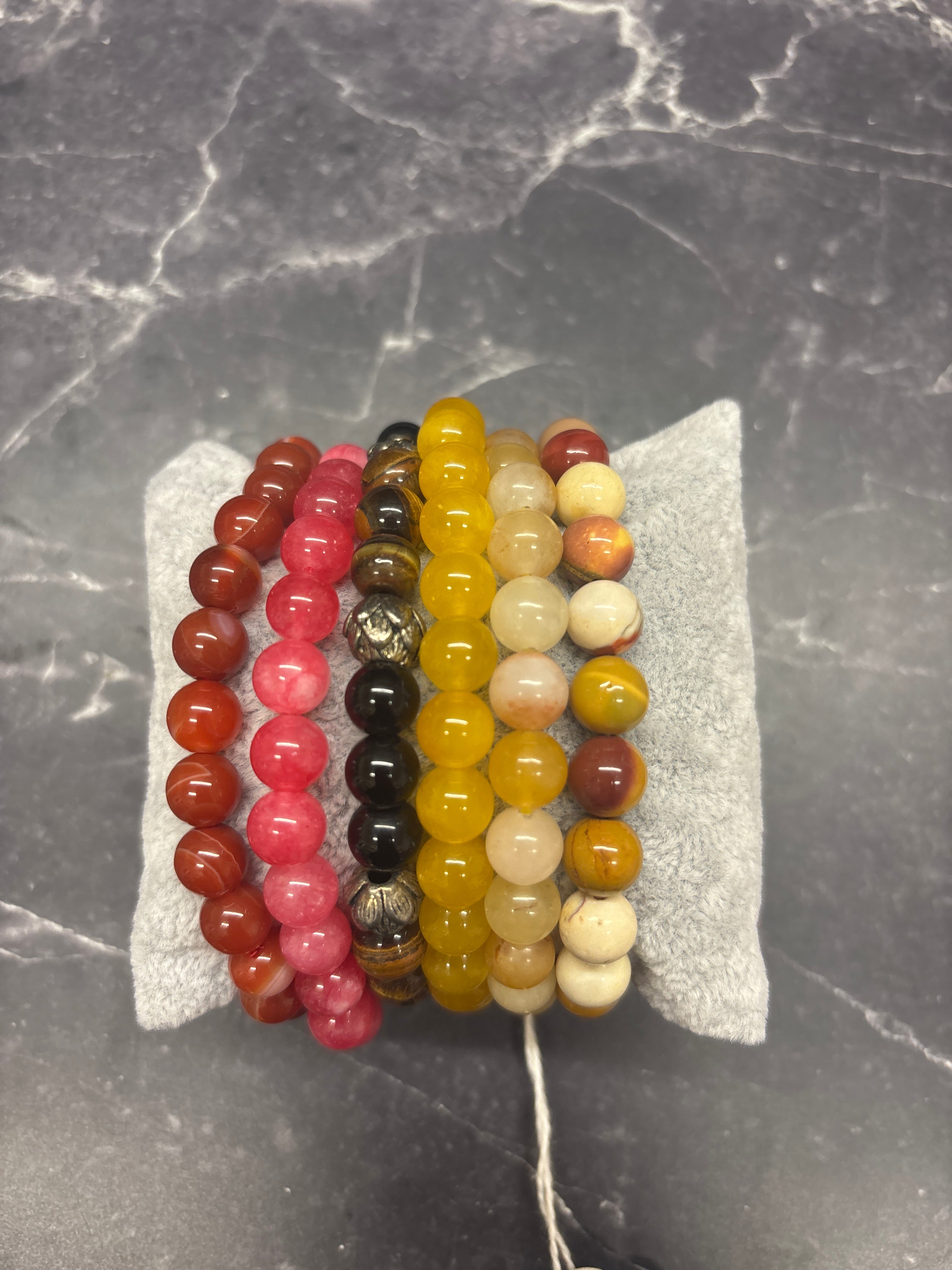 Polished Gemstone Bead Bracelet Collection