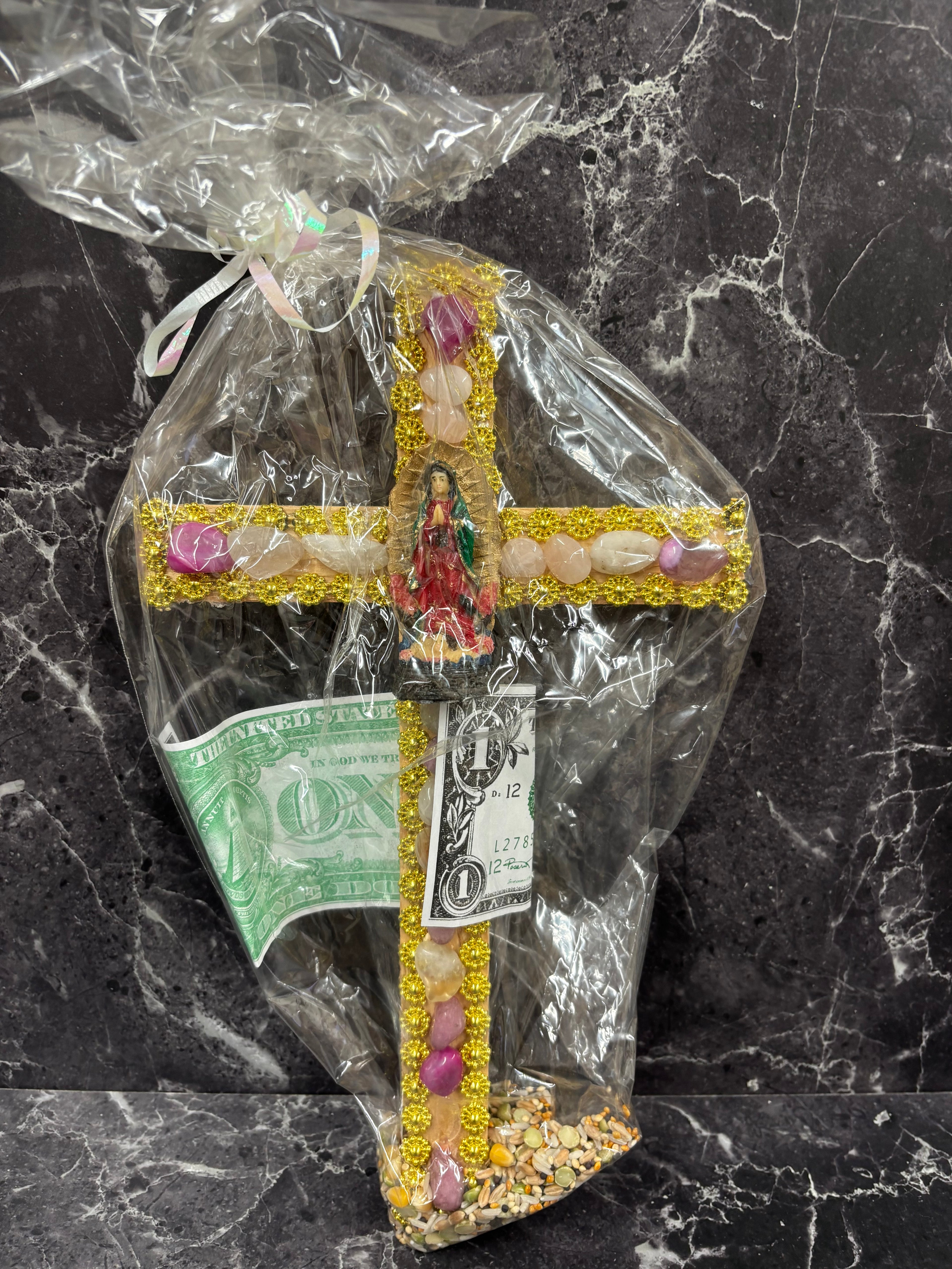 Our Lady of Guadalupe Cross with Semillas de la Abundancia