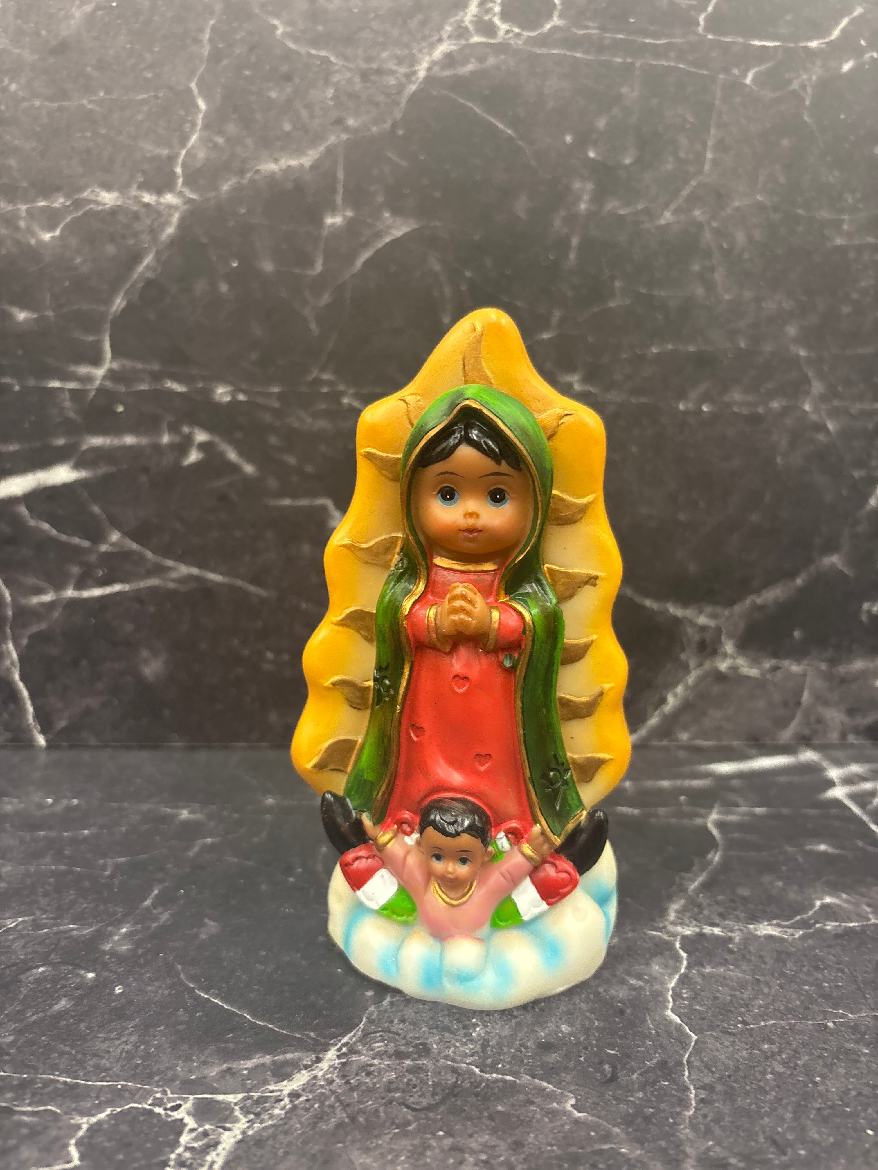 Mini Virgen de Guadalupe Statue – Cute Devotional Figurine 4"