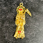 Santa Muerte Silver or Gold Pendant