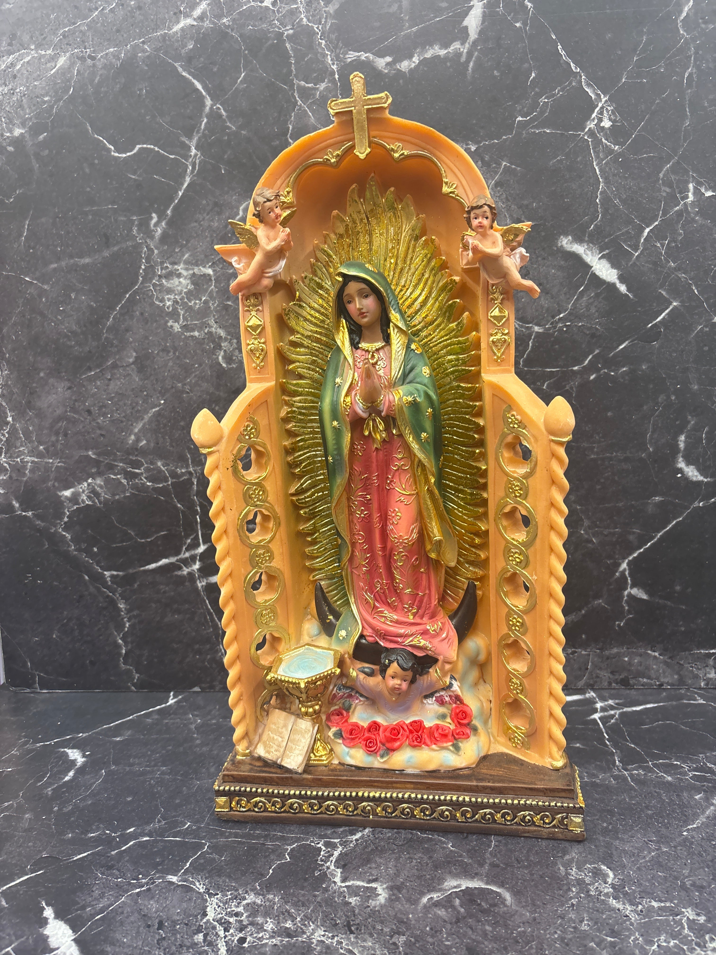 Virgen de Guadalupe Devotional Statue – Detailed Altar Display (12")