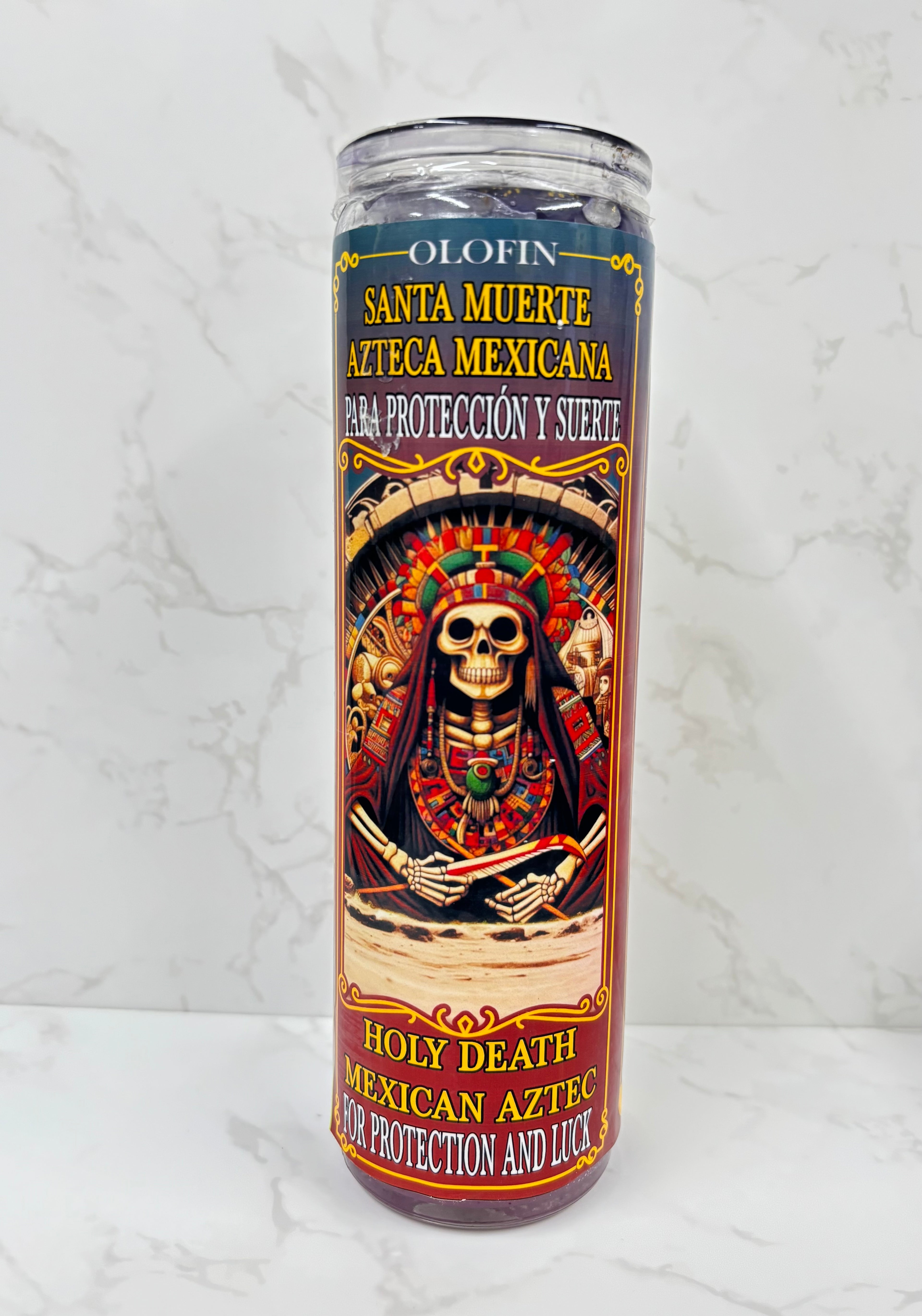 Olofin Santa Muerte Azteca Candle – For Protection and Luck