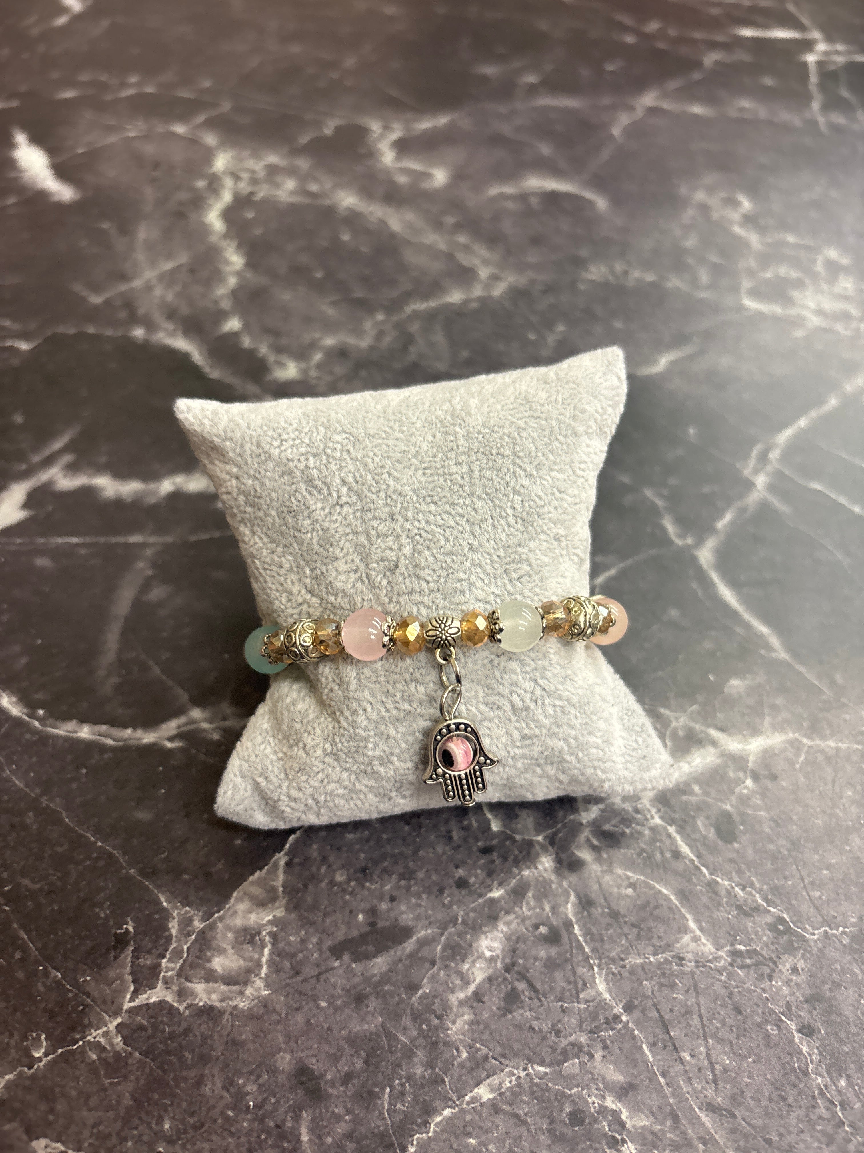 Pink Aura Harmony Hamsa Bracelet