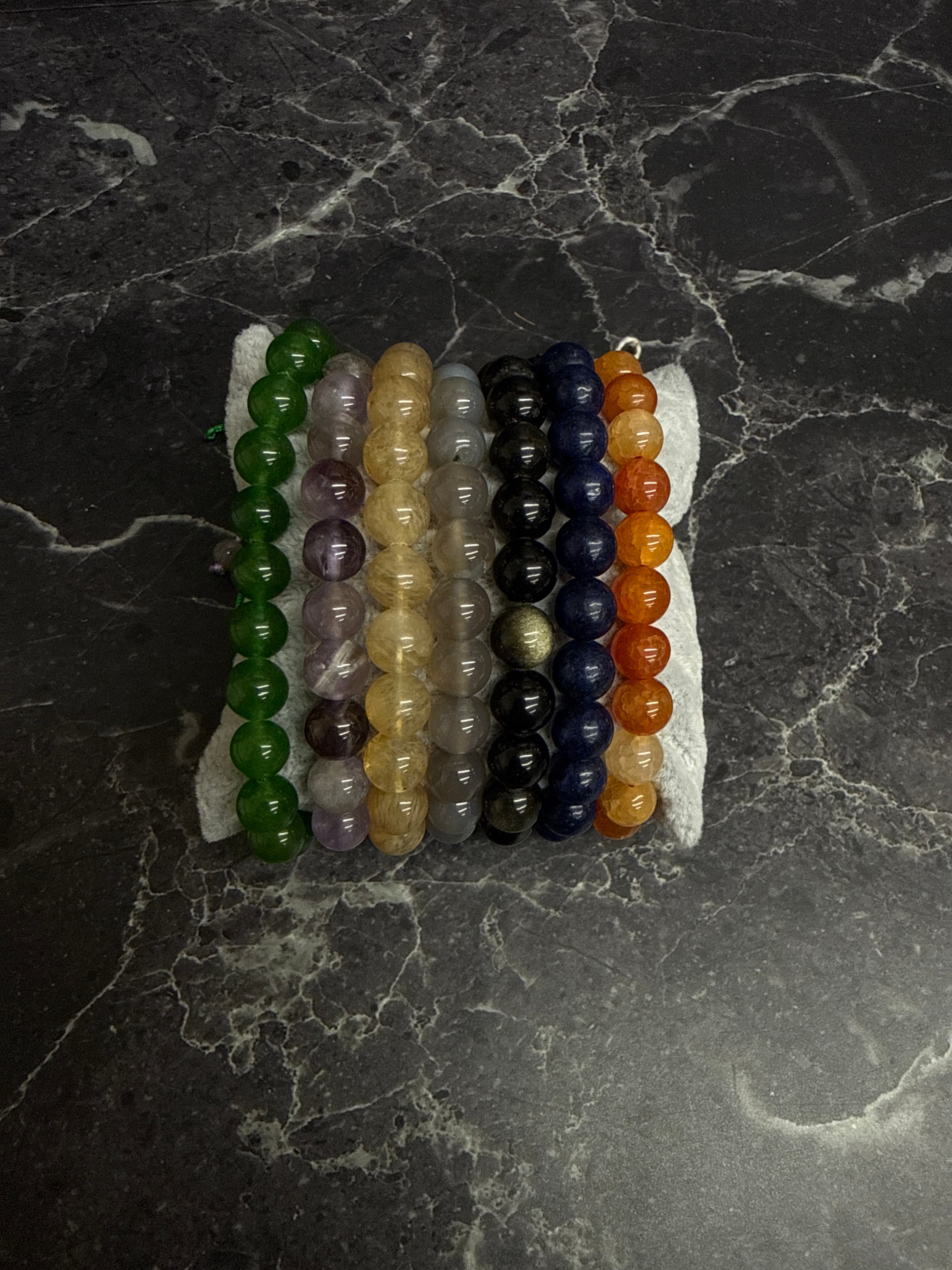 Glossy Gemstone Energy Bracelet Collection