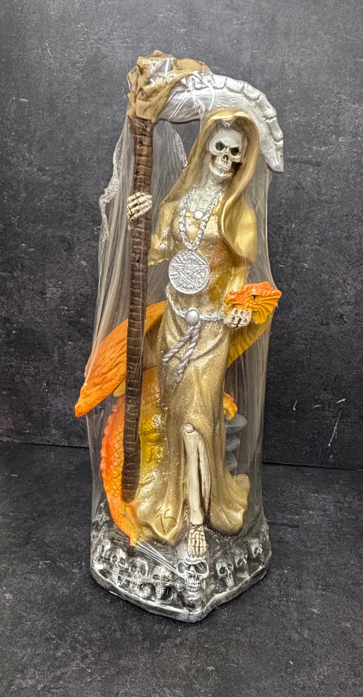 Santa Muerte Statue with/ Dragon