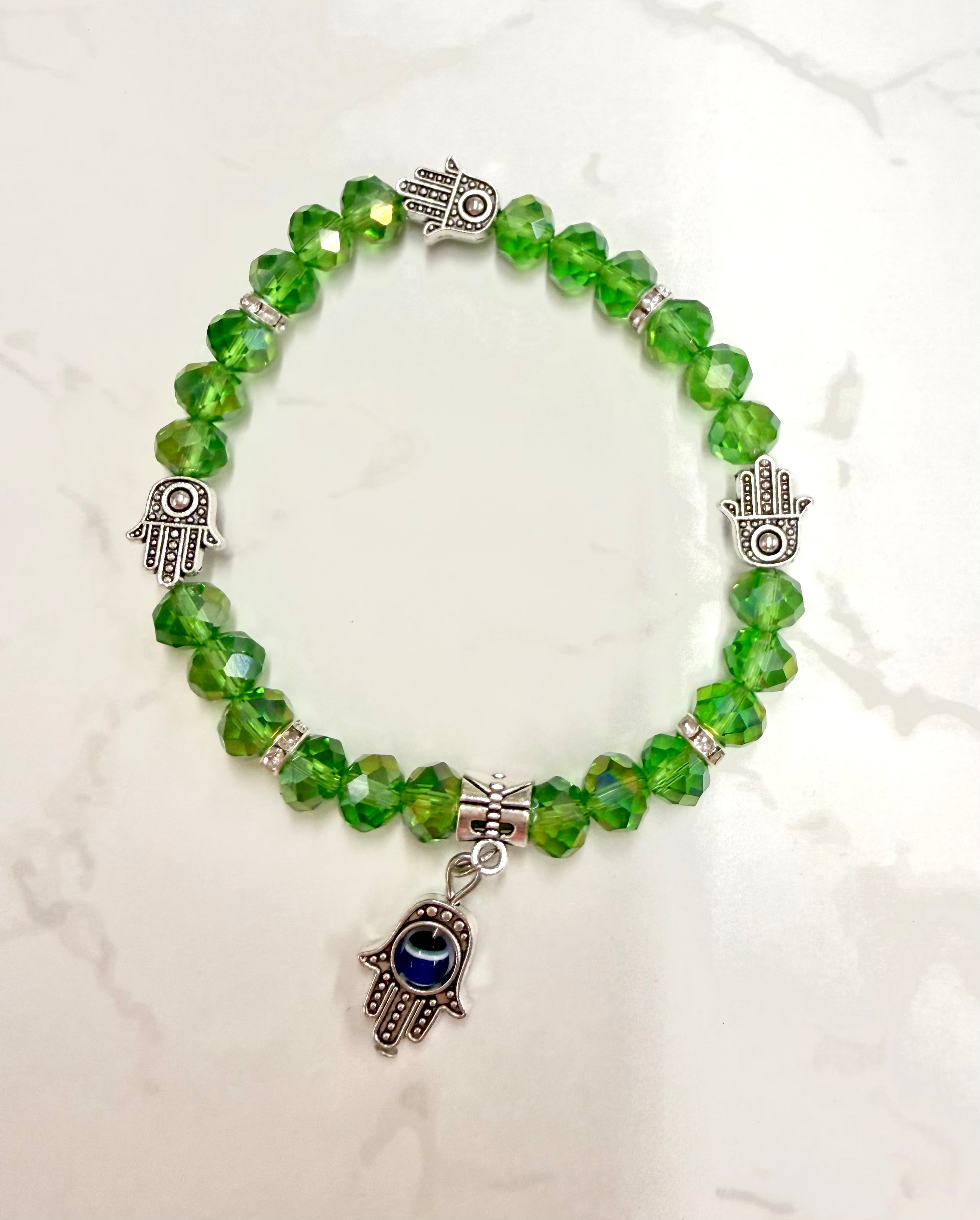 Green Hamsa Protection Bracelet