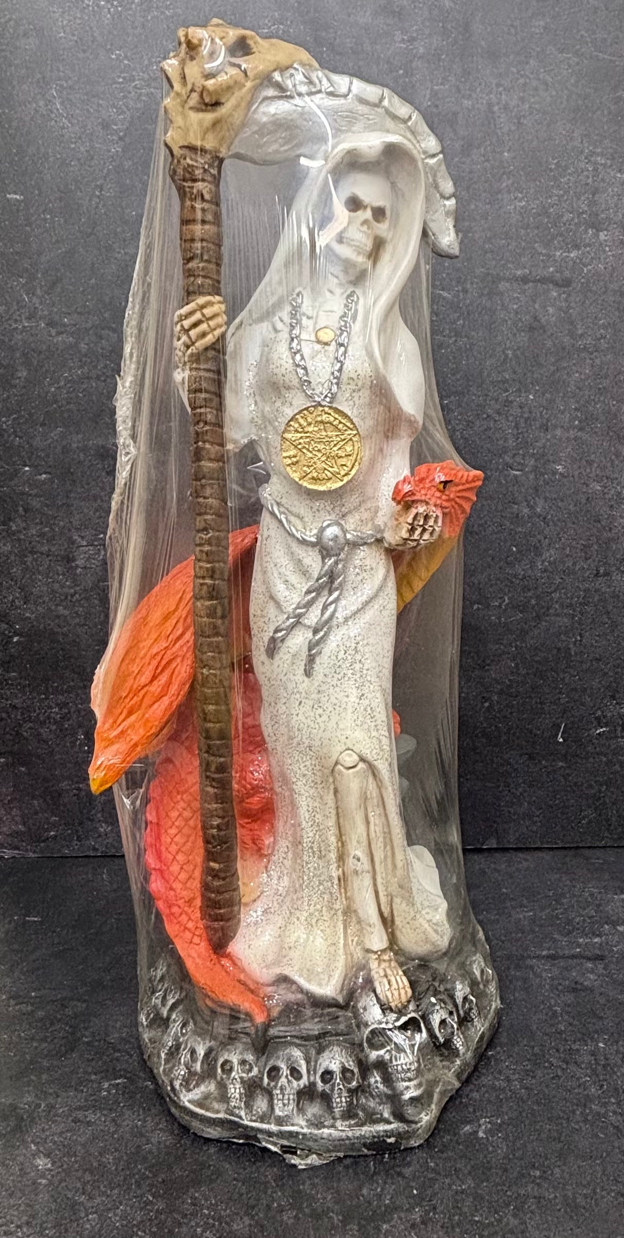 Santa Muerte Statue with/ Dragon