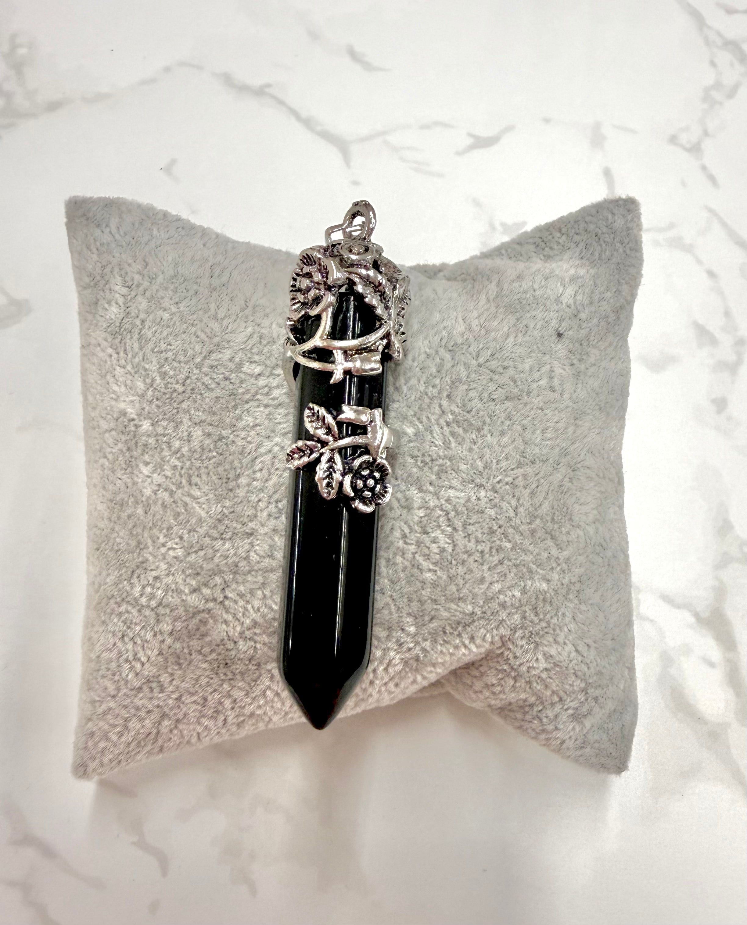 Black Obsidian Crystal Point Pendant