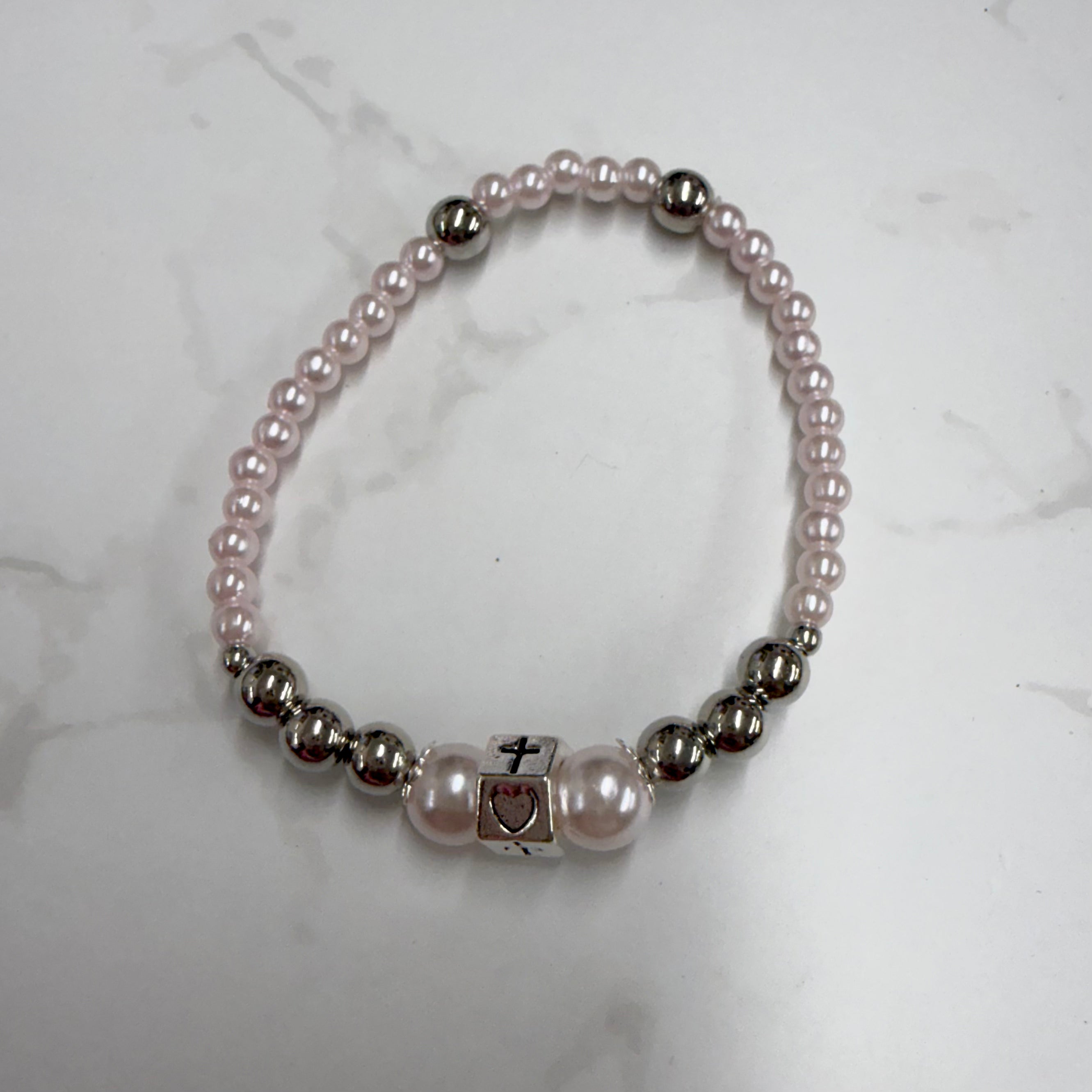 Pearl & Hematite Heart Bracelet