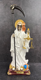12" Santa Muerte Statue – Justice & Balance (Black, White, Red & Gold Variants)