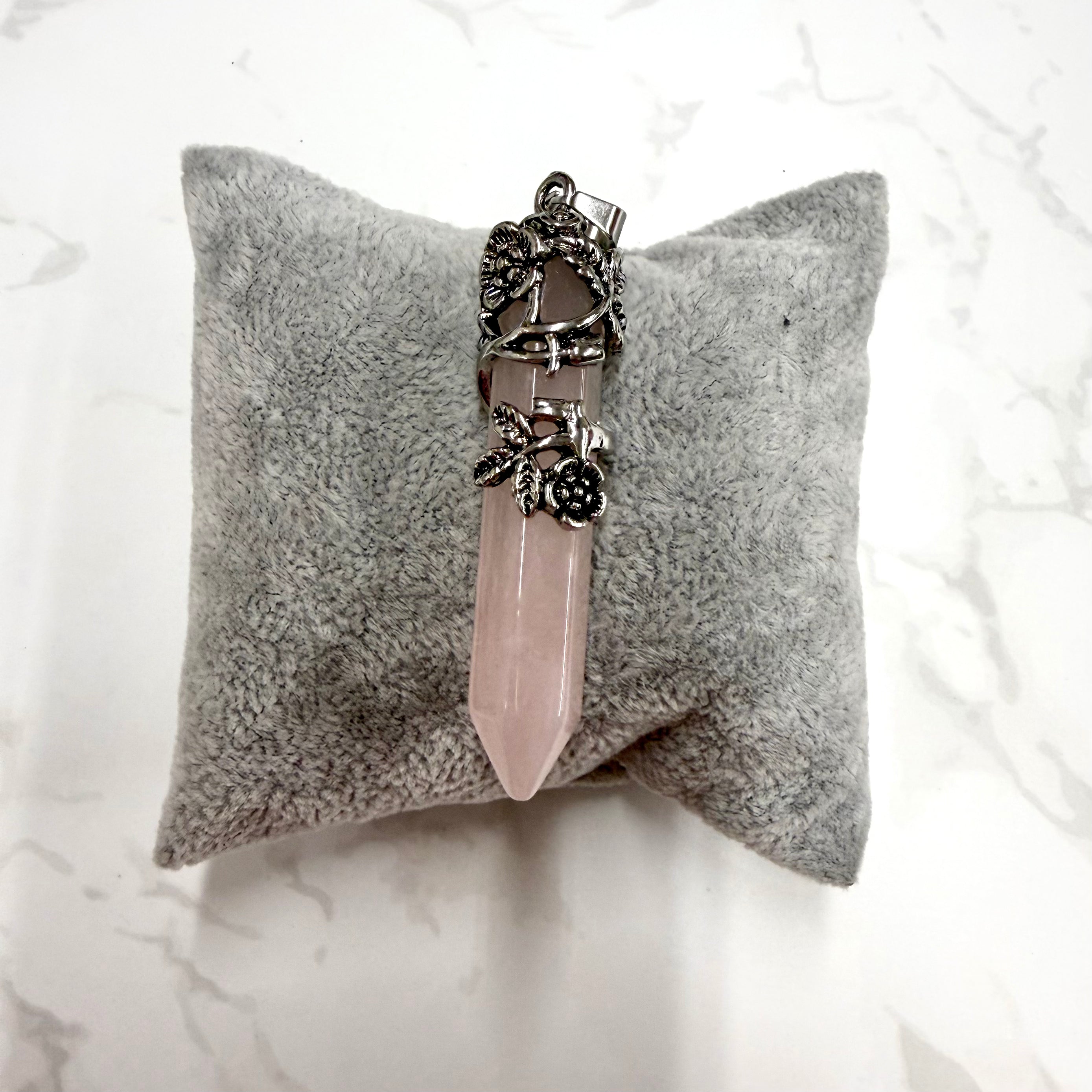 Rose Quartz Crystal Point Pendant