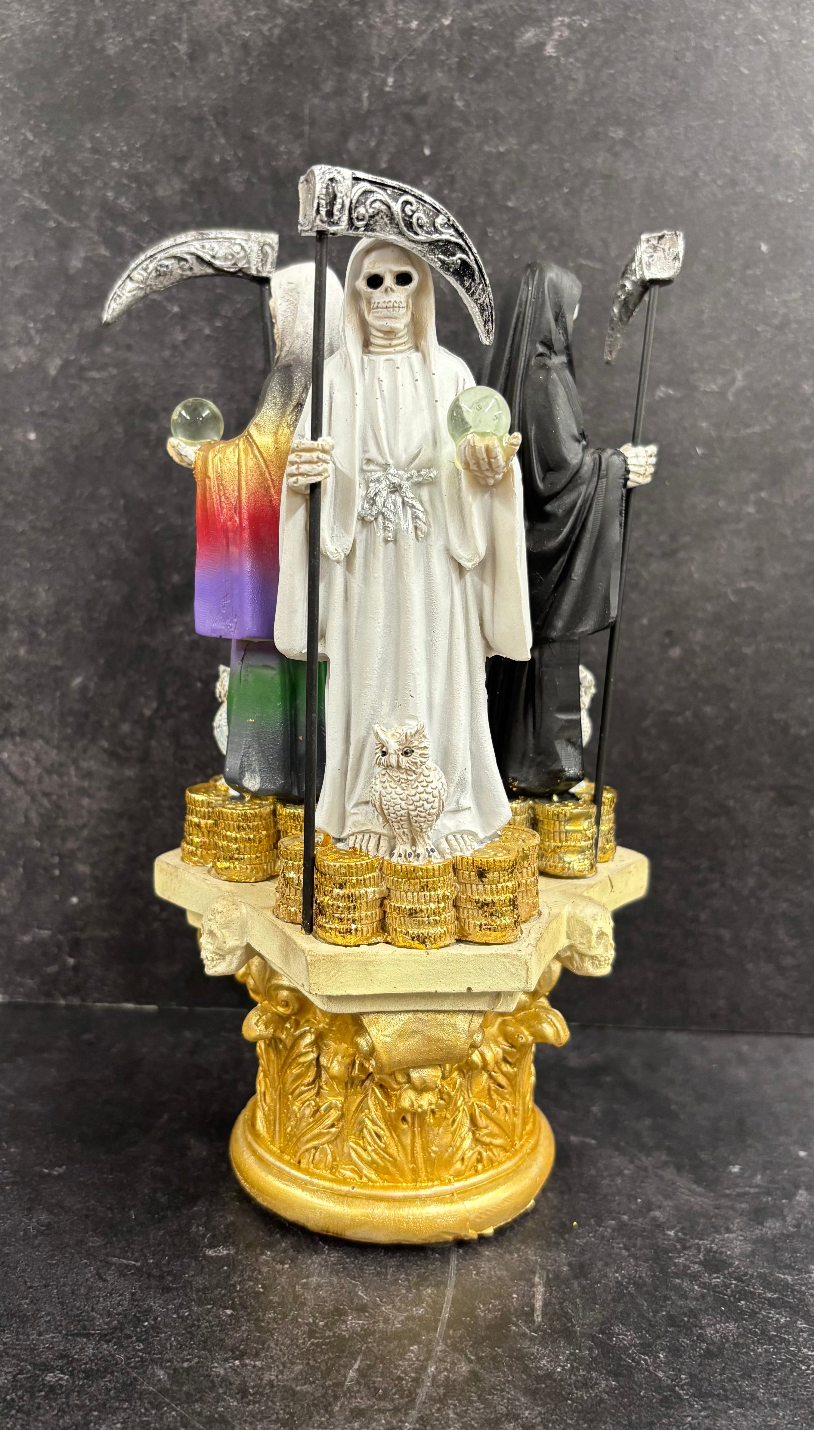 8" - 3 Color Santa Muerte Money Statue Statues