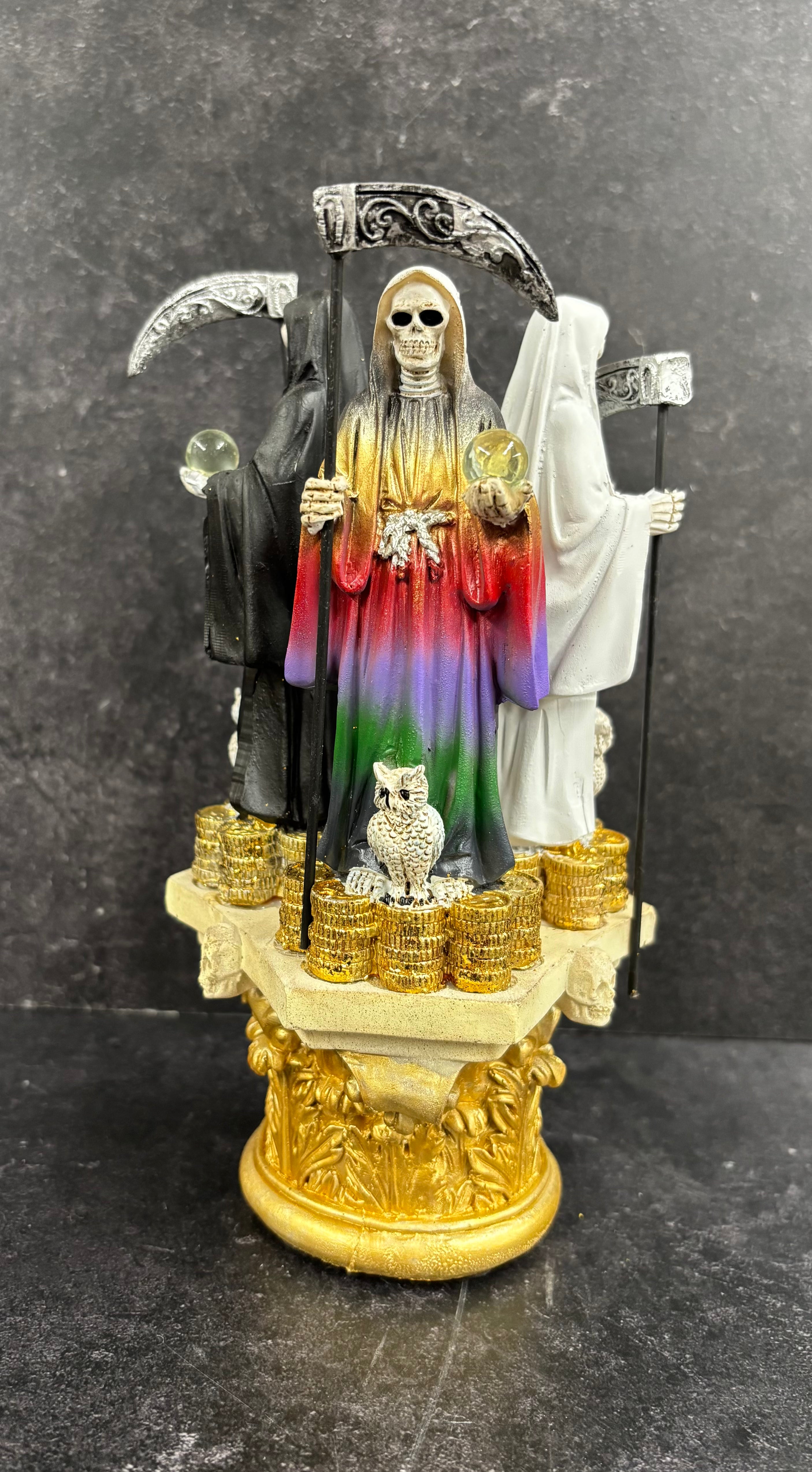 8" - 3 Color Santa Muerte Money Statue Statues