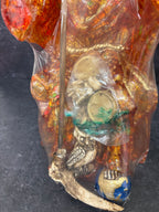 12" Santa Muerte Amber Gold Reain Statue