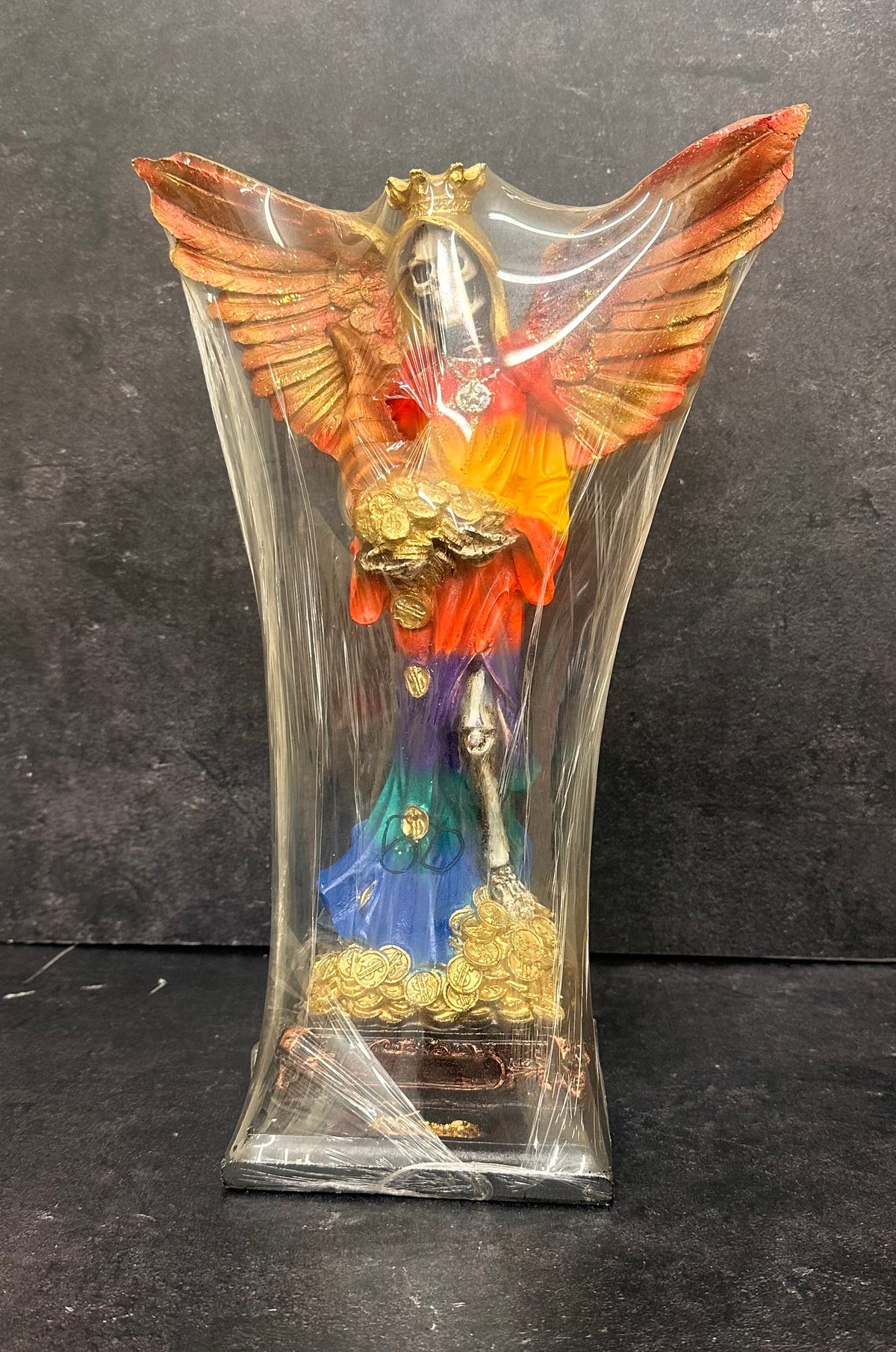 13" Santa Muerte de la Abundancia with Wings / Siete Potencias Statue
