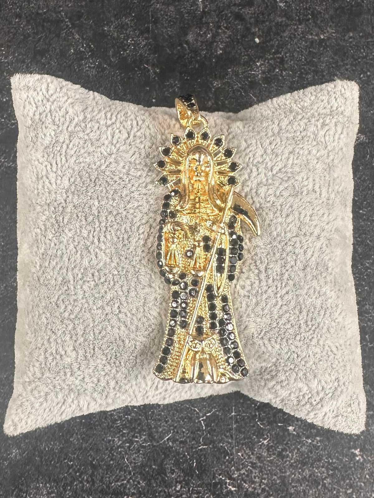 Santa Muerte Black Diamond Pendant