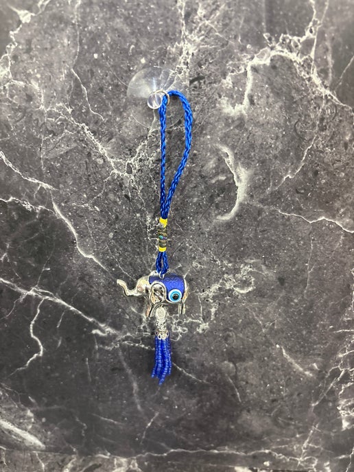 Blue Evil Eye Elephant Tassel Charm – Protection & Good Luck