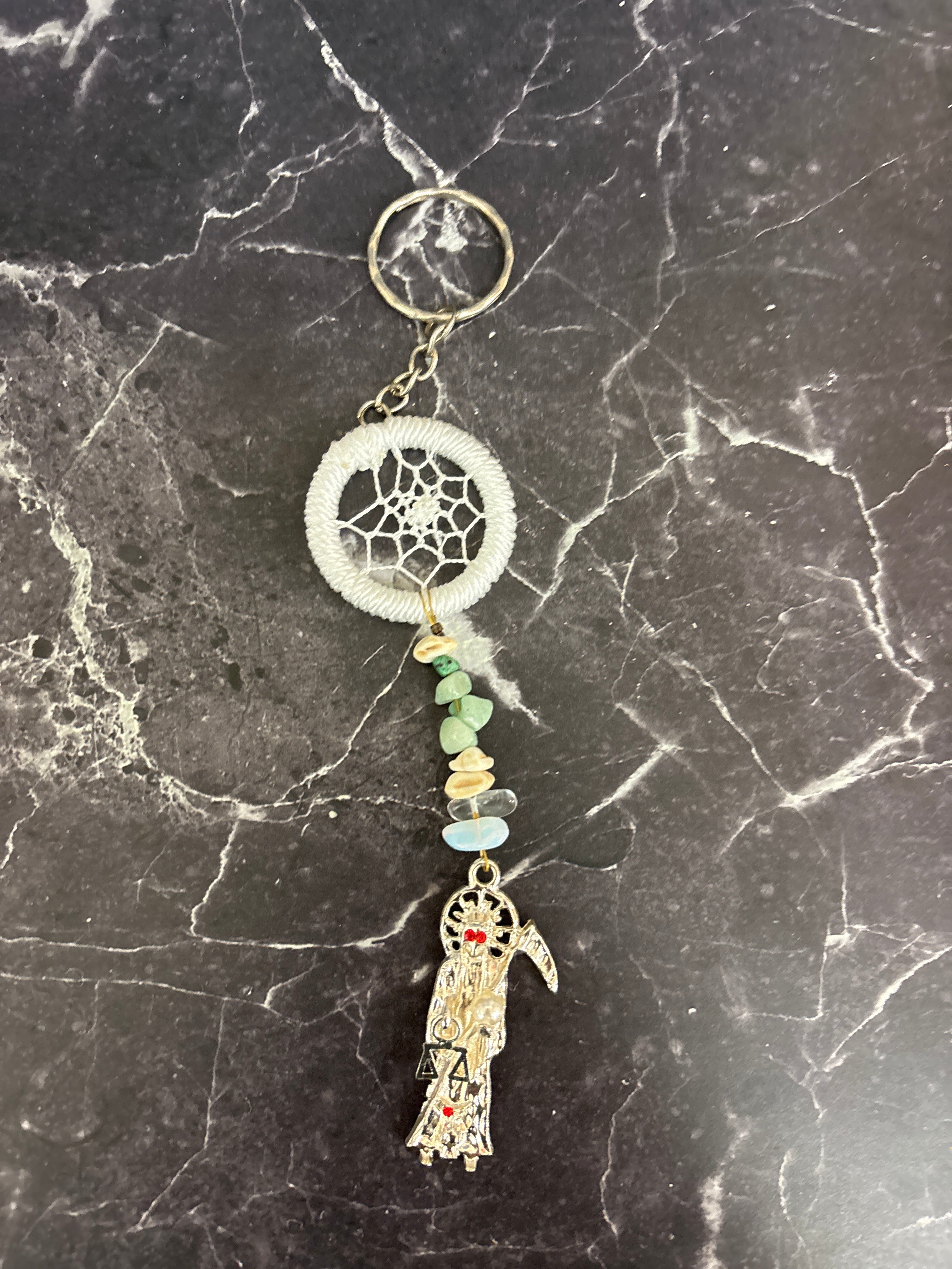 Santa Muerte Dreamcatcher Keychain