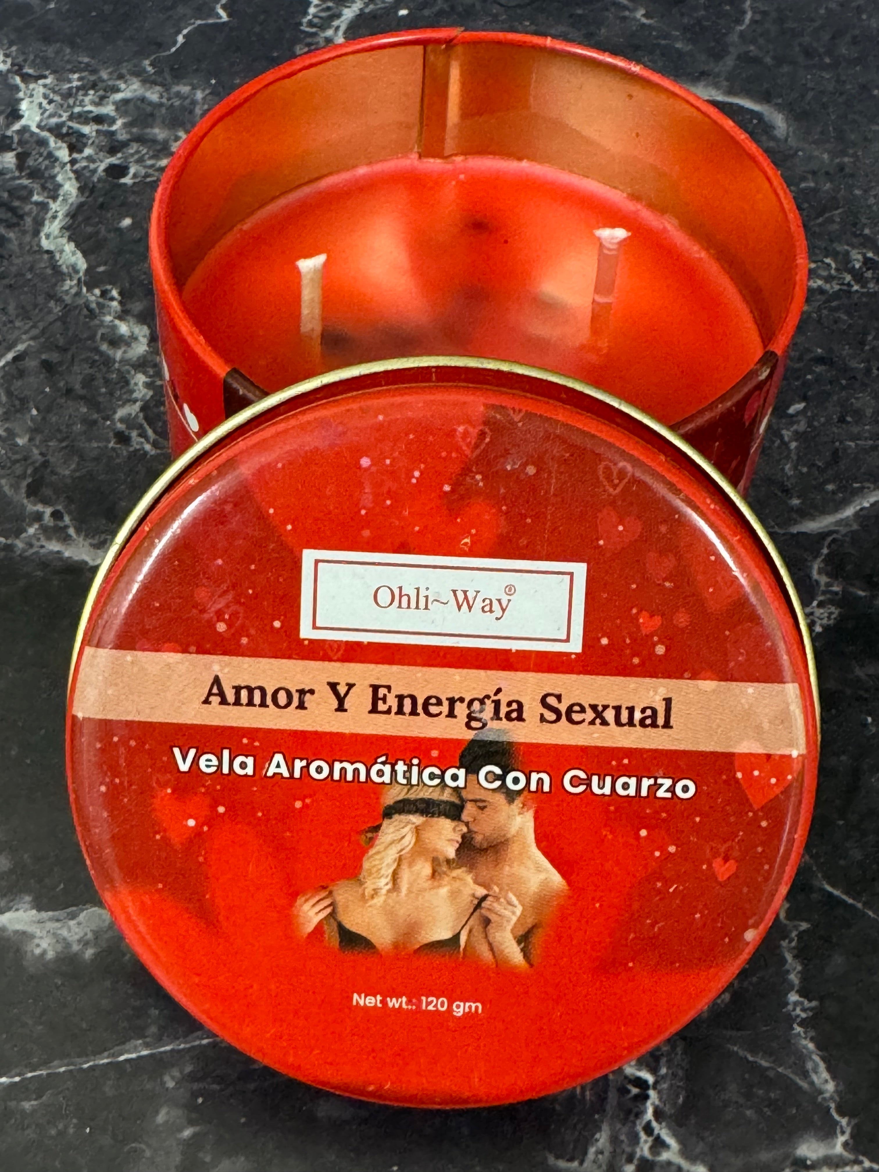 Ohi-Way Candle Amor Y Energia Sexual Vela Aromatica Con Cuarzo