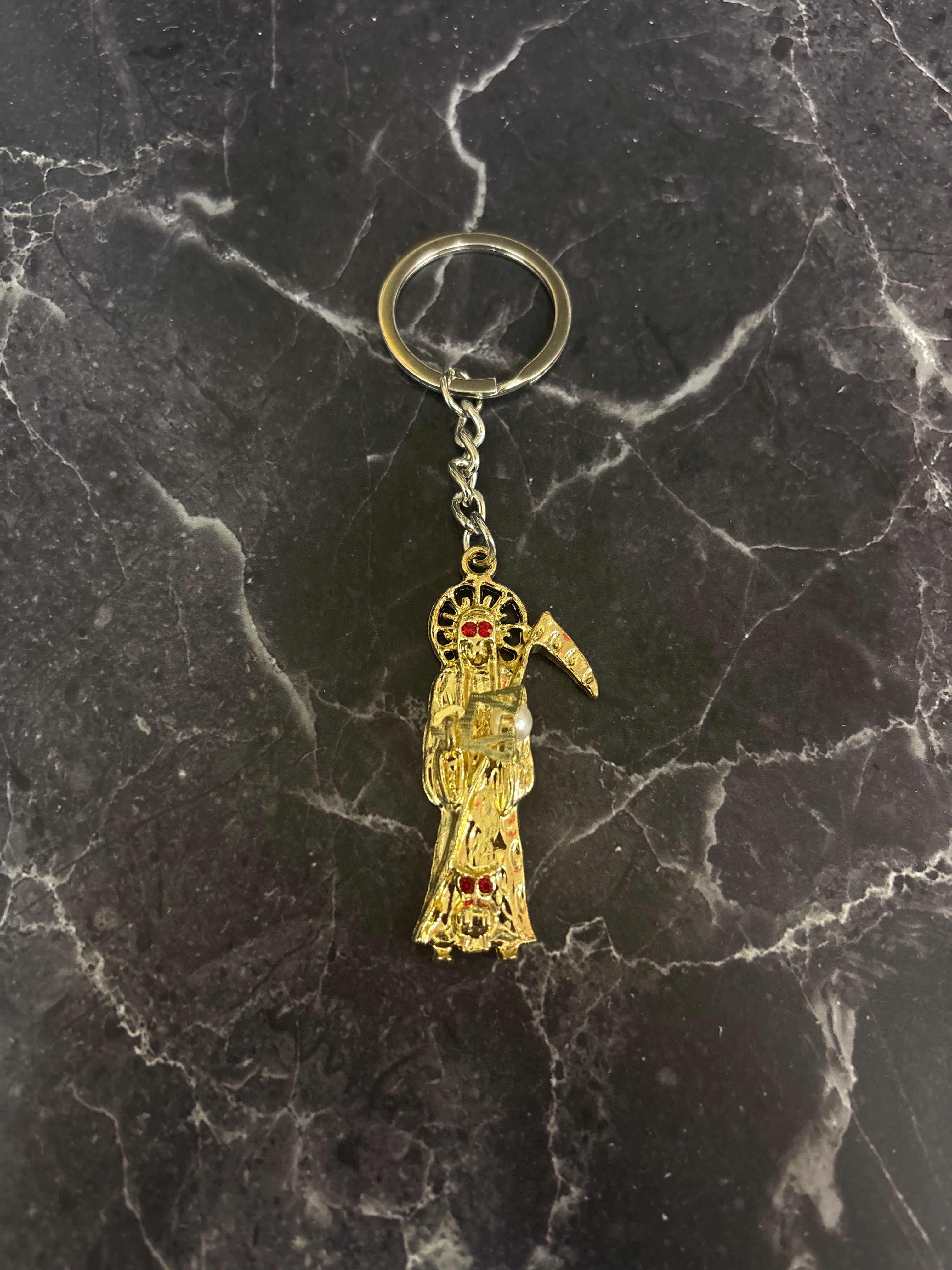 Santa Muerte Keychain – Gold & Silver Variants