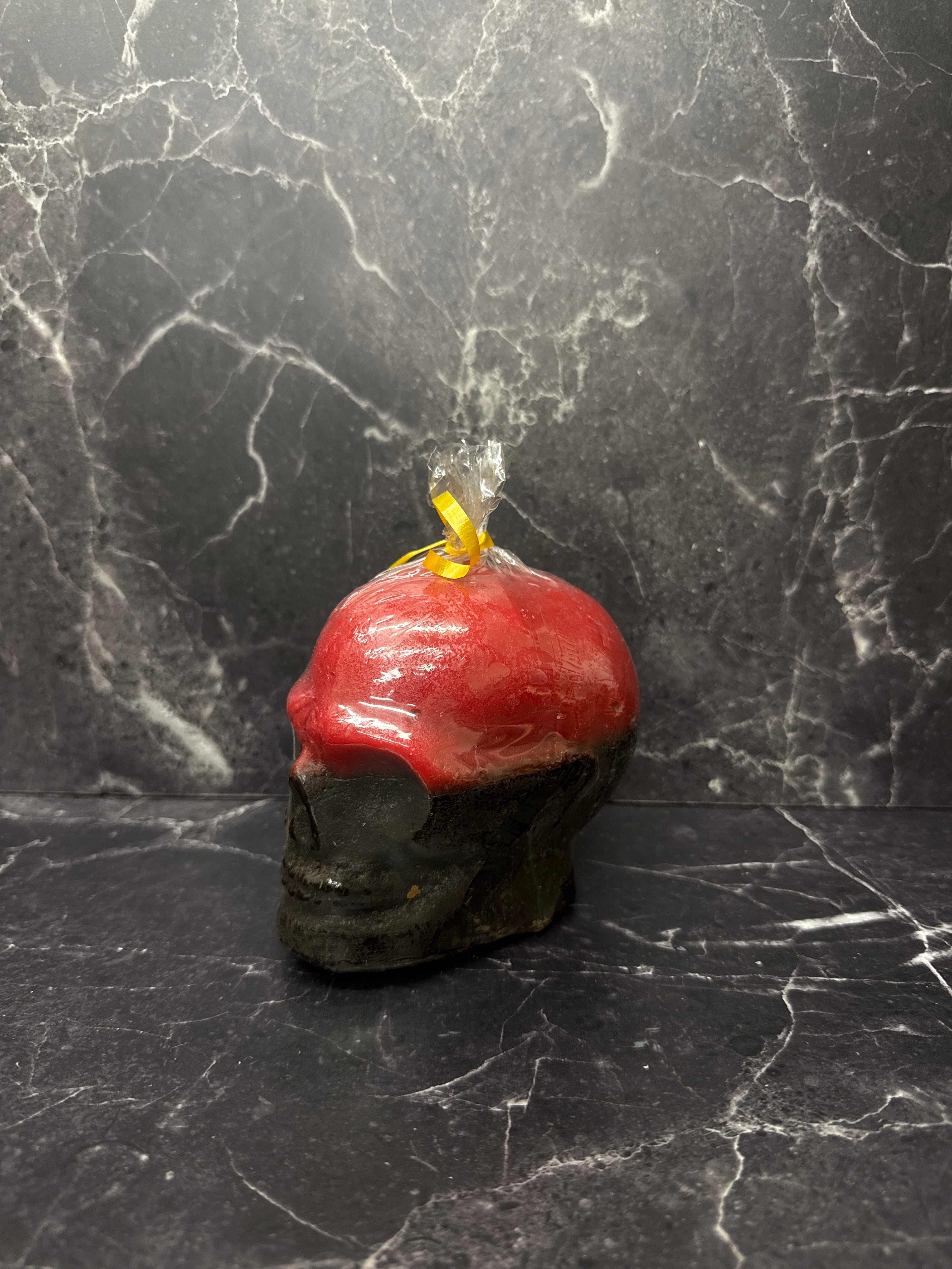 Red & Black Skull Candle – Gothic Spiritual Decor