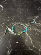 🌟 Adjustable Beaded Rosary Bracelets with Religious Medals – Light Blue, Black, Green, Dark Blue, Pink, Purple, White & Gray ✨