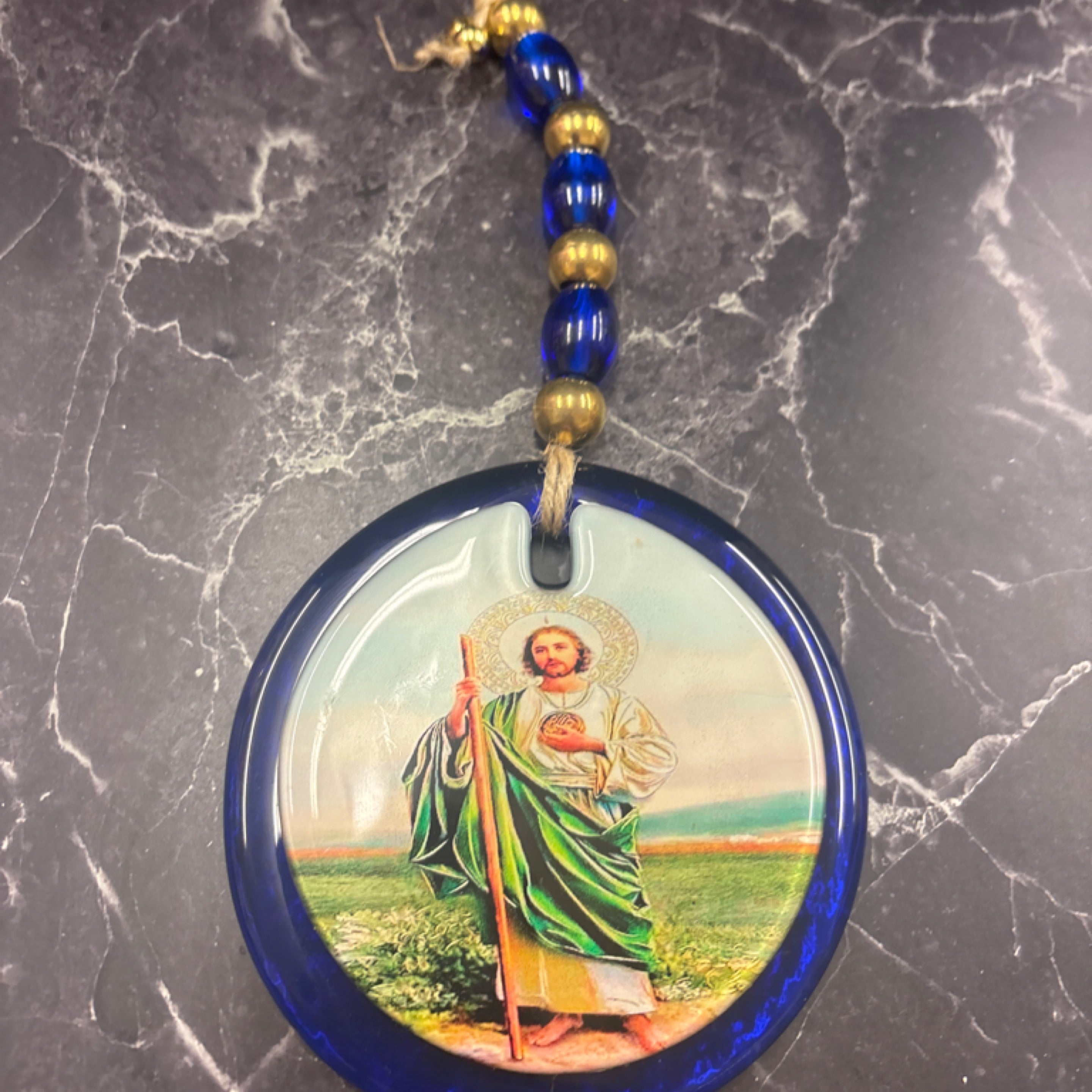 San Judas Tadeo Hanging Medallion – Protection & Faith Charm 💚