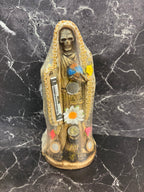 Santa Muerte Statues with Coins, Flowers & Scythe — 3 Variants
