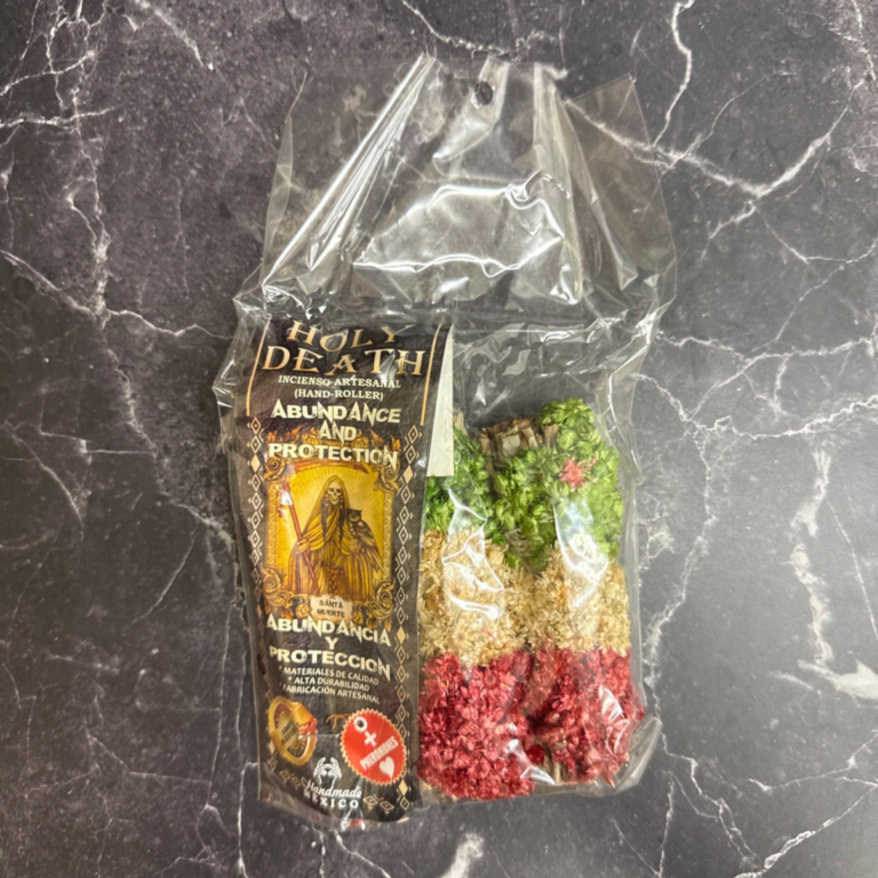 💀 Santa Muerte “Abundance & Protection” Set – Holy Death Incense & Herbal Mix 🌹✨