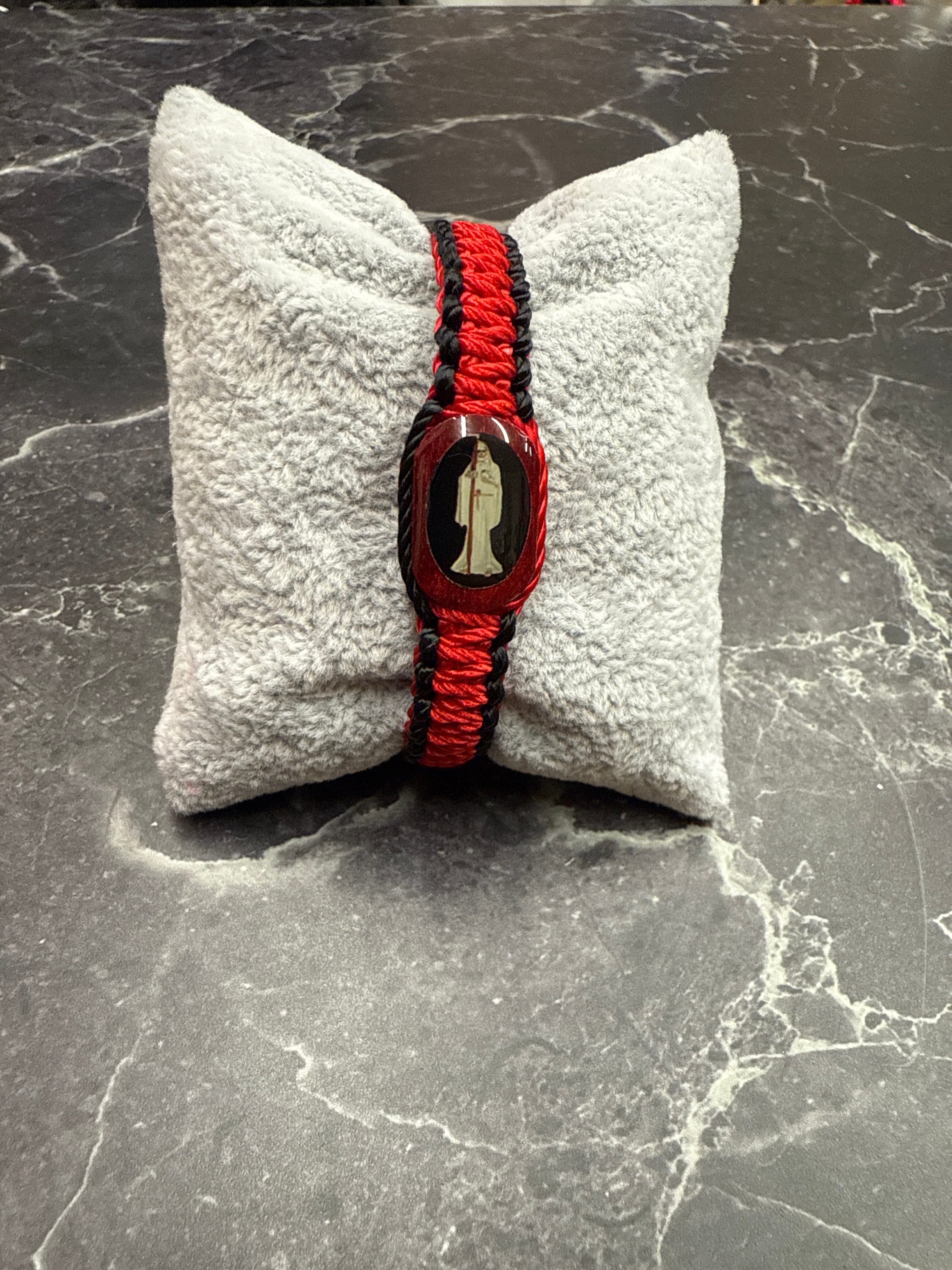 Santa Muerte Adjustable Bracelets – Red & Black Protection and Devotion Bands