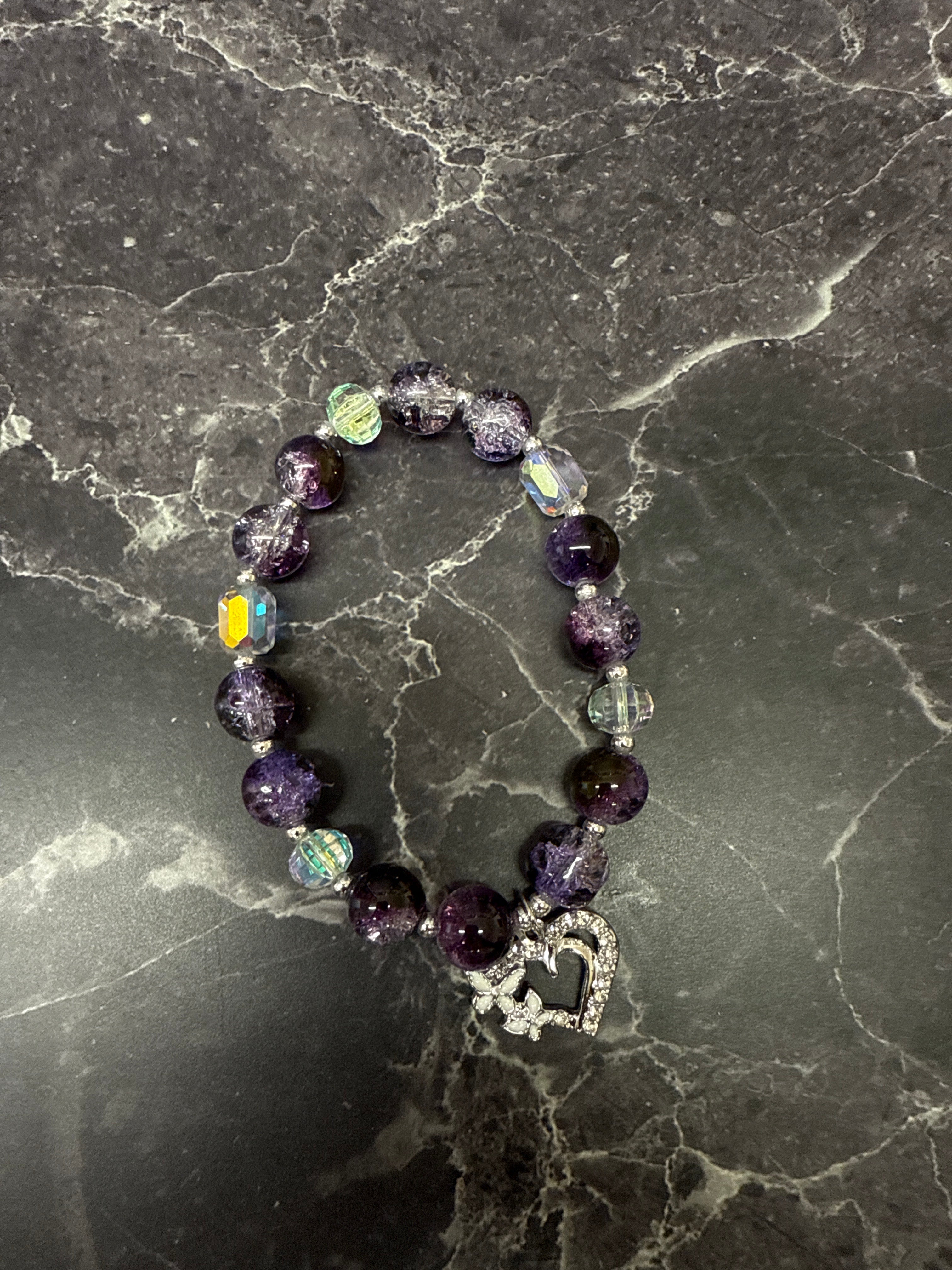 ✨ Crystal Charm Beaded Bracelets – Moon, Heart, and Star Variants