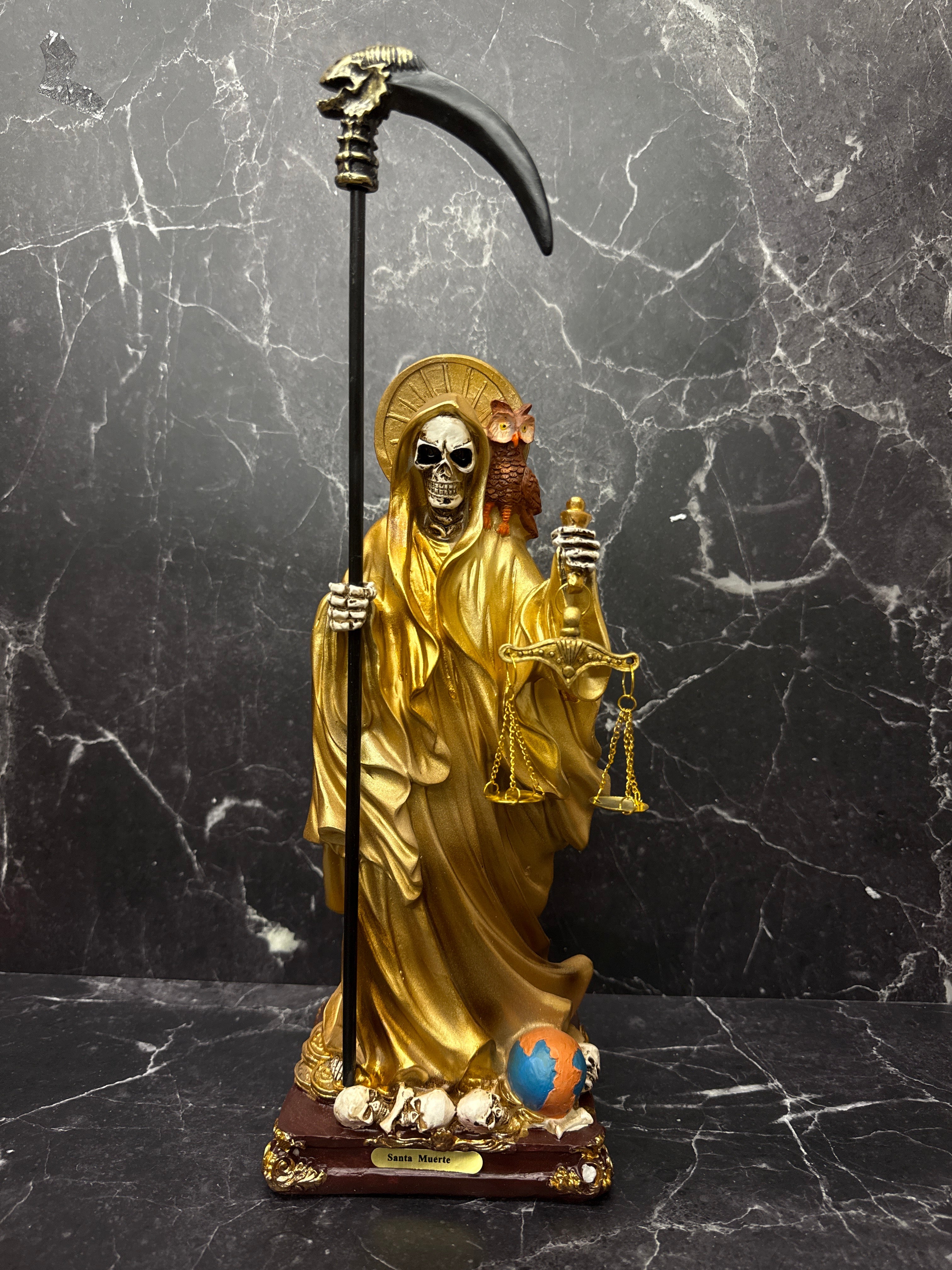 12”Santa Muerte Statue – Justice & Balance (Black, White & Gold Variants)  a