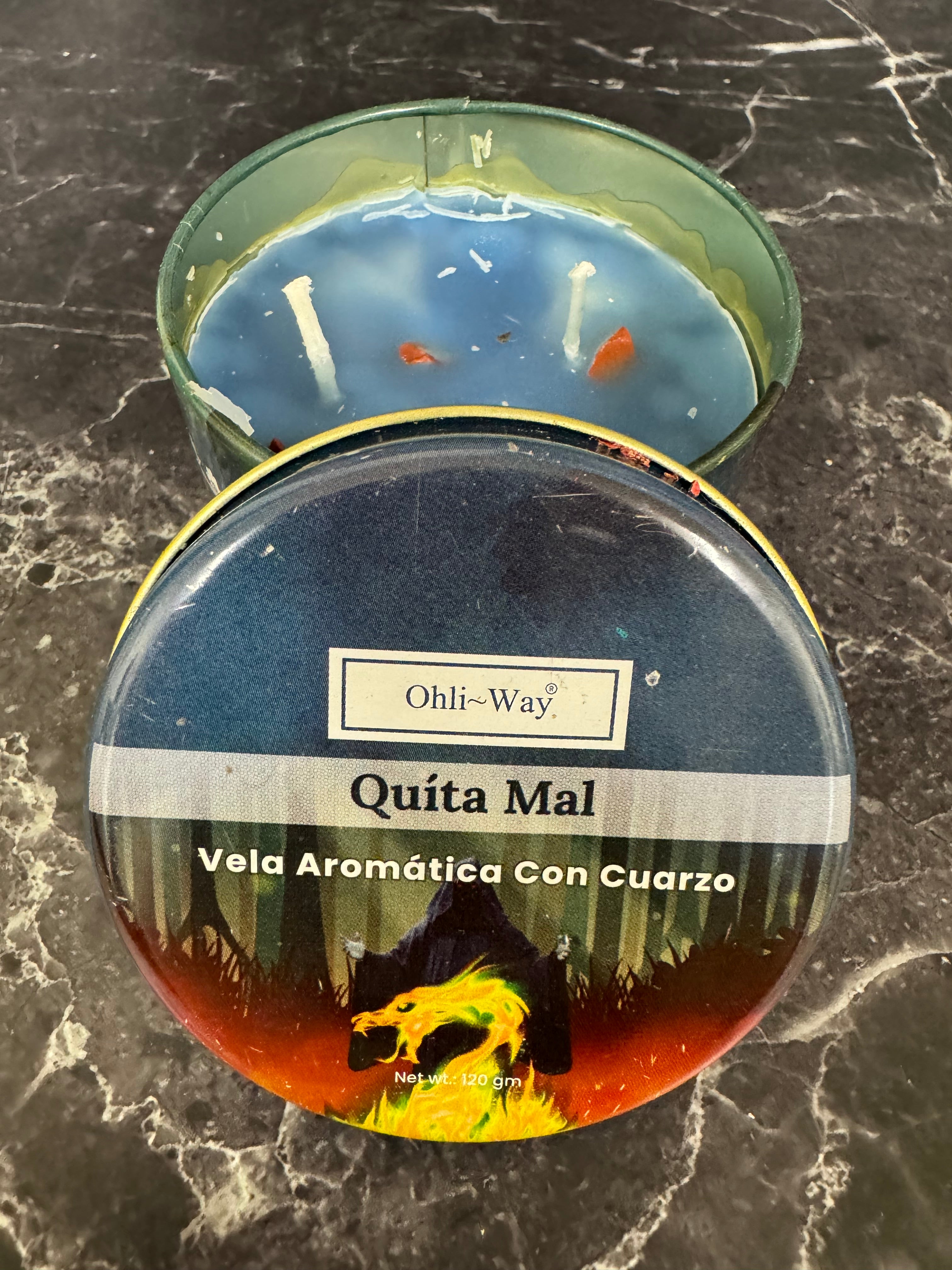 Ohi-Way Candle Quíta Mal Vela Aromatica Con Cuarzo
