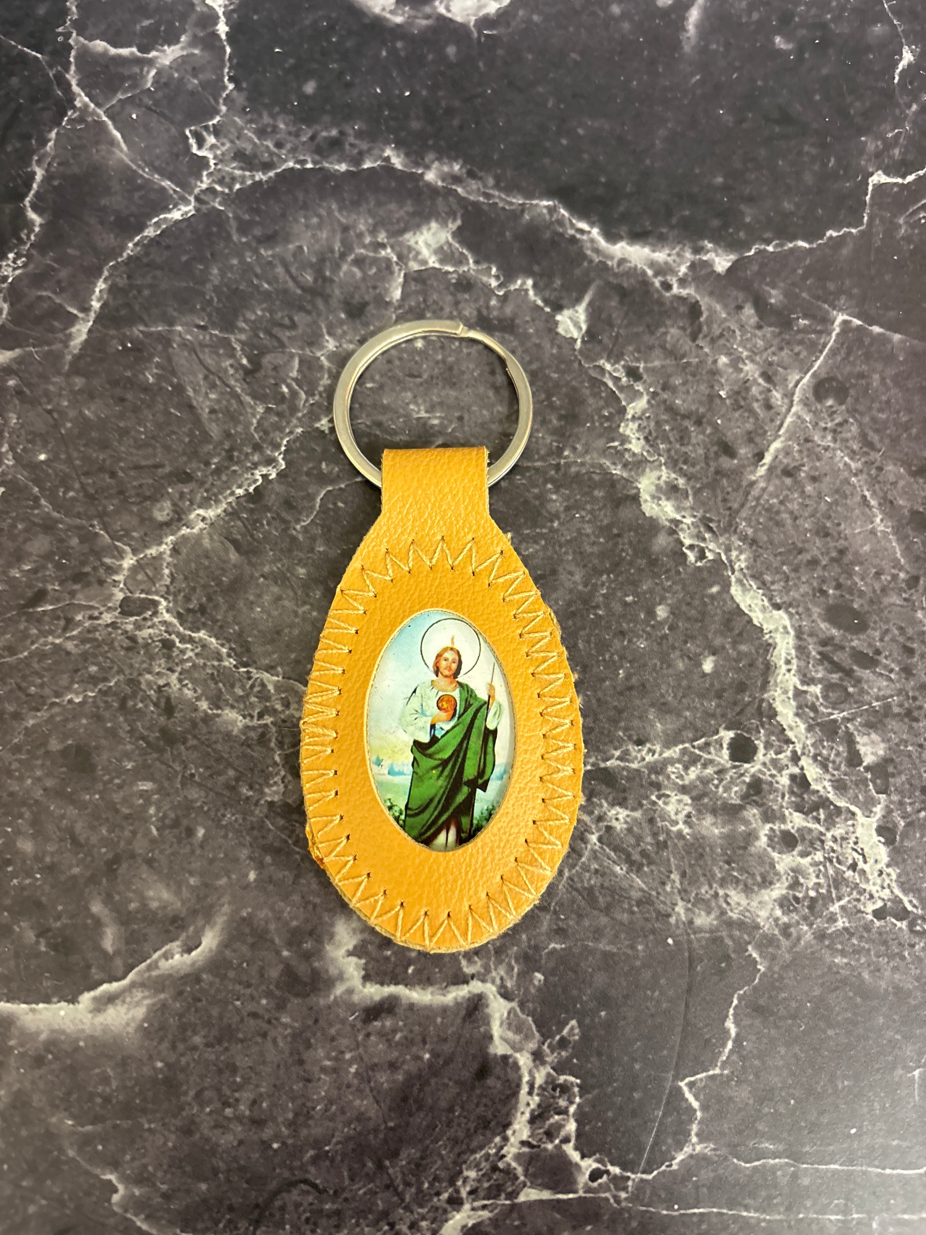 San Judas/ Saint Jude In Leather Frame Key Chain