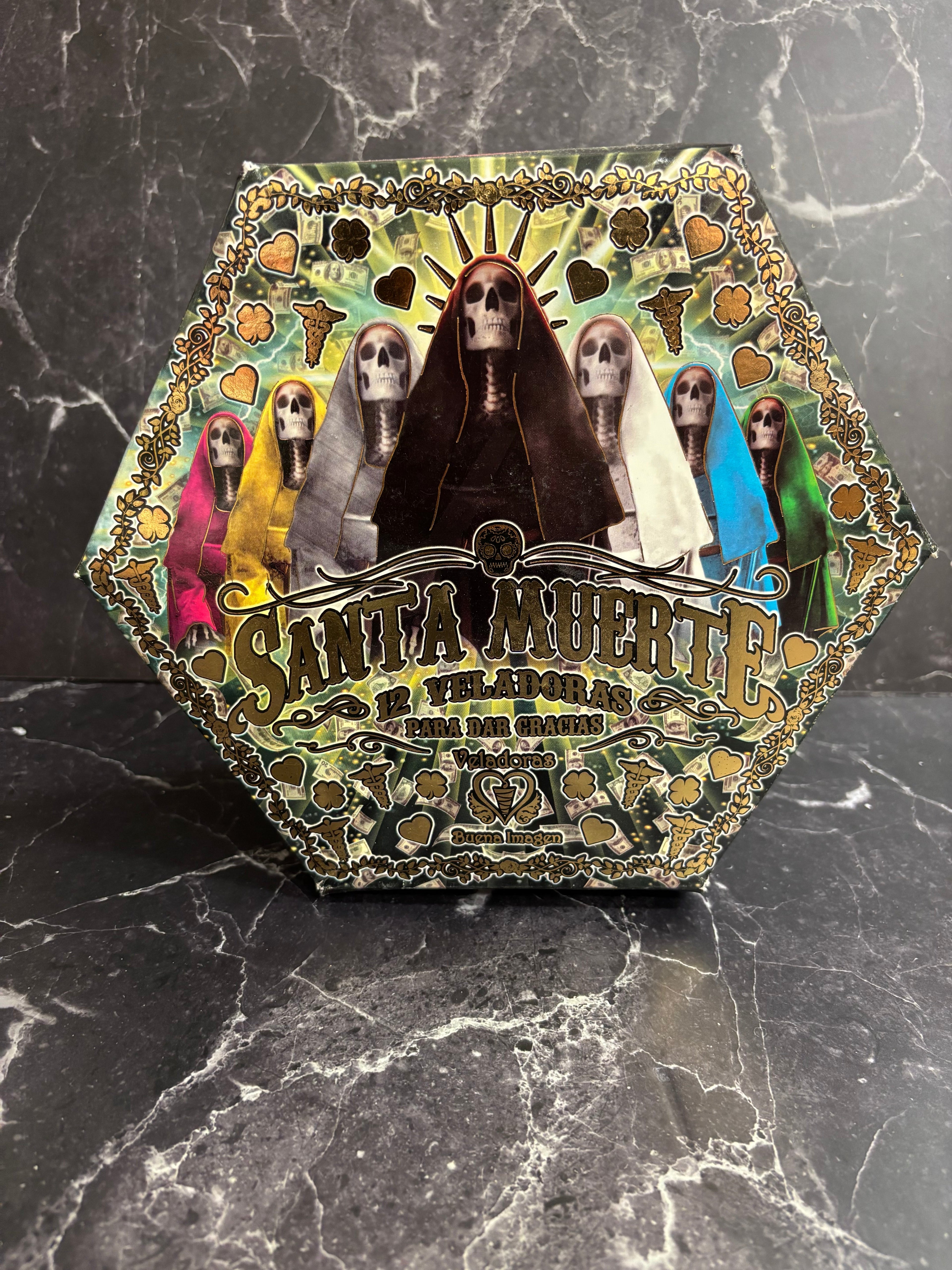 Santa Muerte 12 Veladores Par Dar Gracias