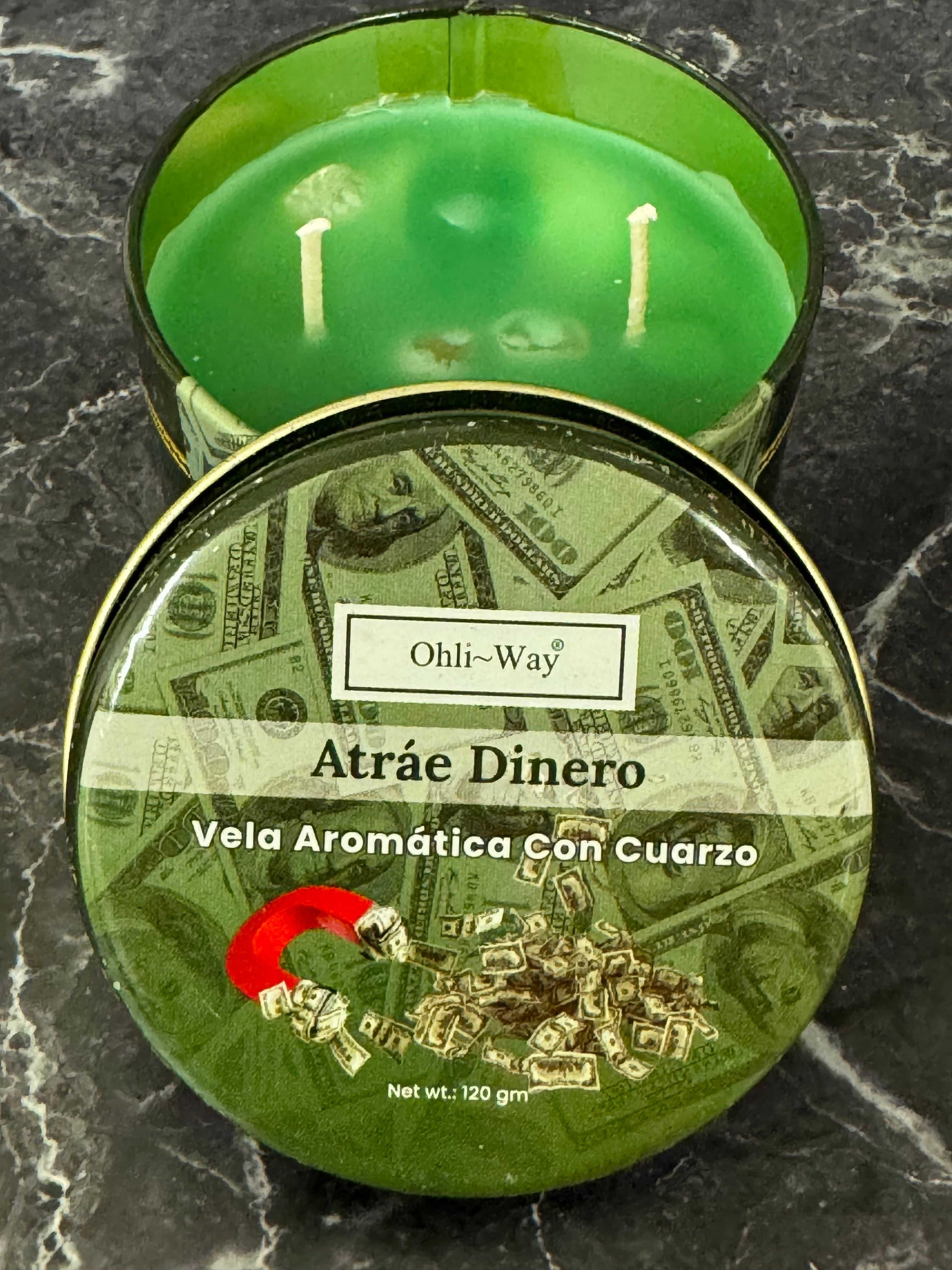 Ohi-Way Candles Atrae Dinero Vela Aromatica Con Cuarzo