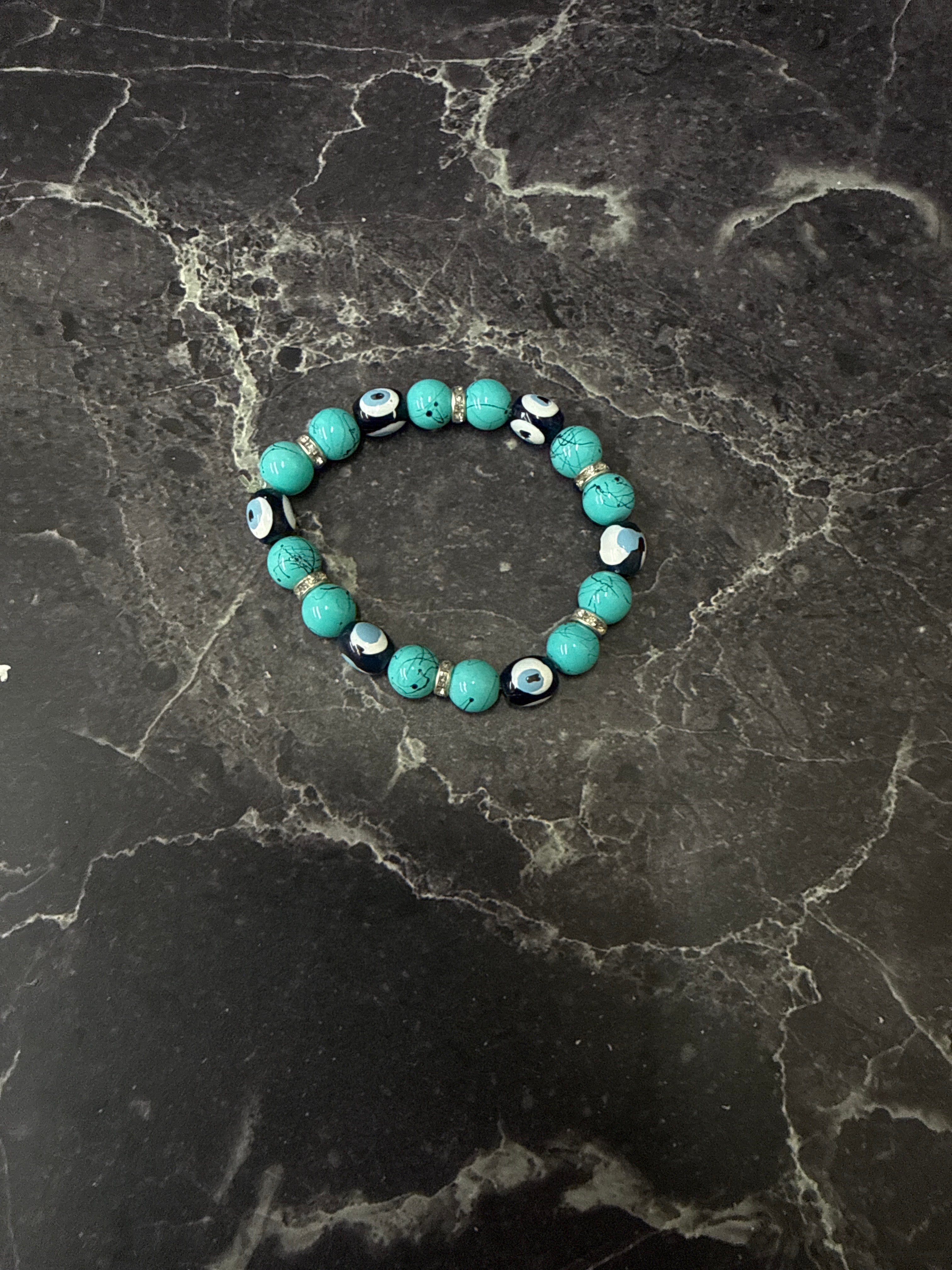 🧿 Turquoise Evil Eye Protection Bracelet – Warding Off Negativity & Bringing Peace ✨