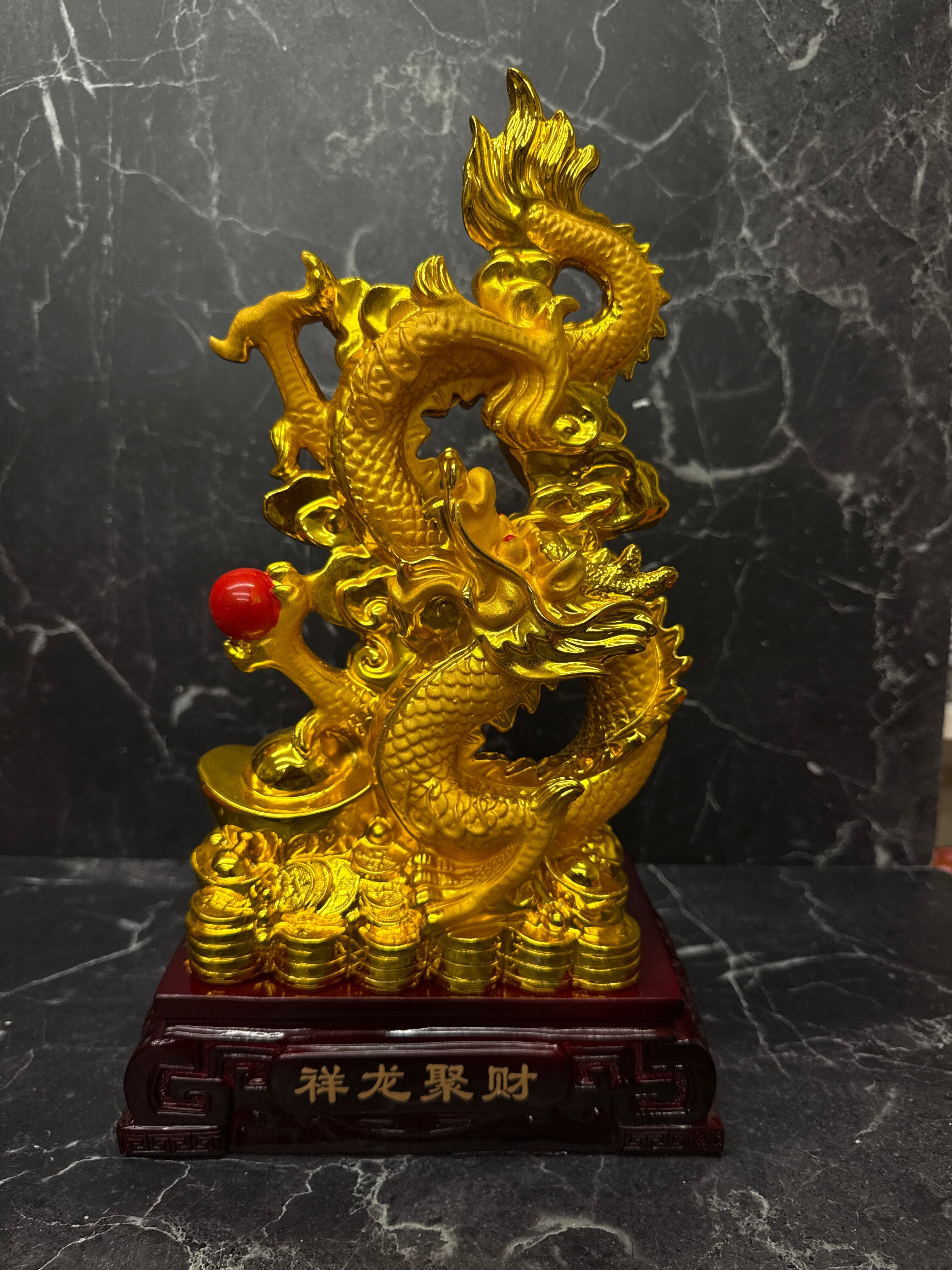 Golden Dragon Statue – Symbol of Power, Wealth & Protection 13"