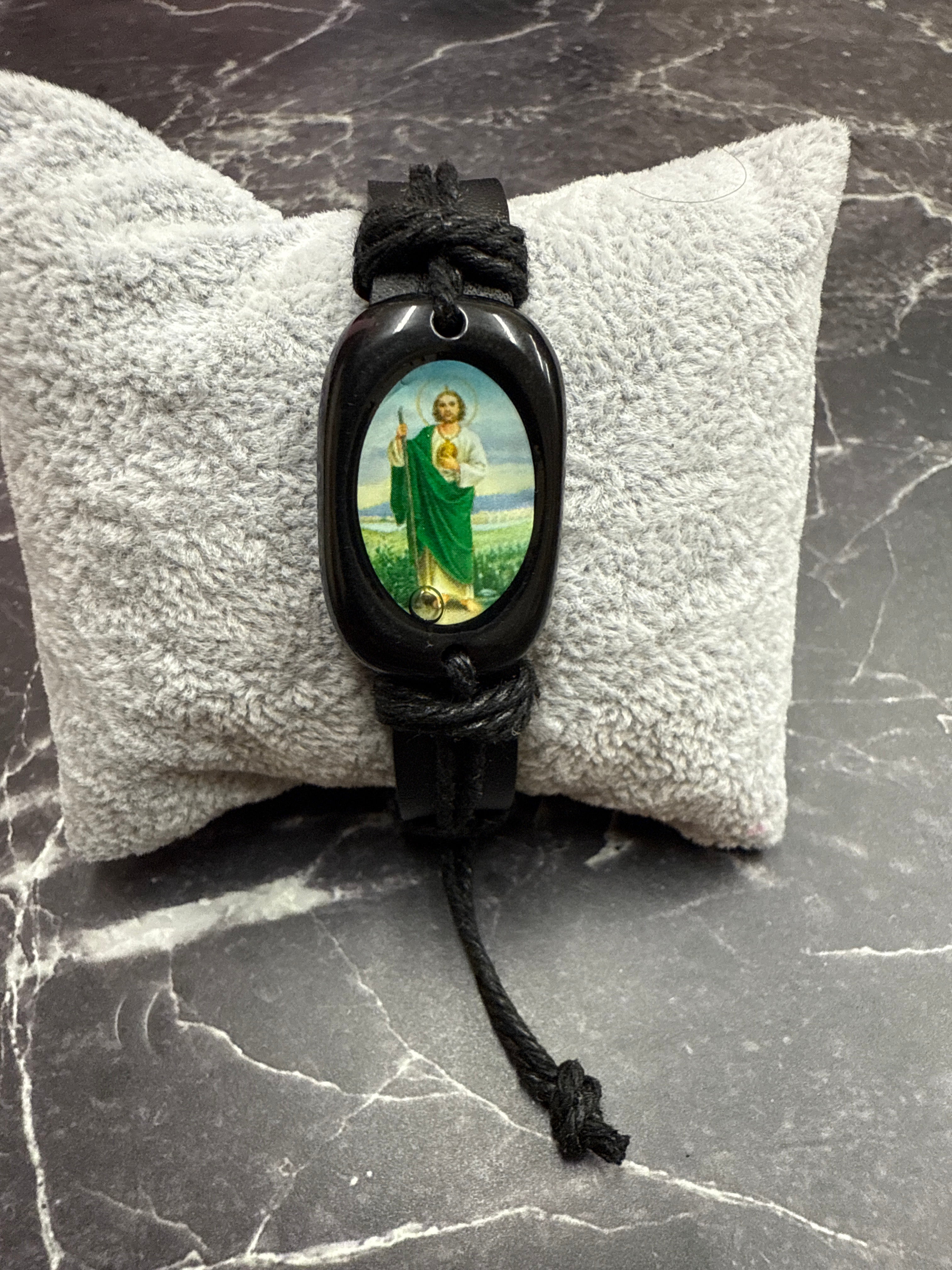Saint Jude Thaddeus Leather Men Bracelet