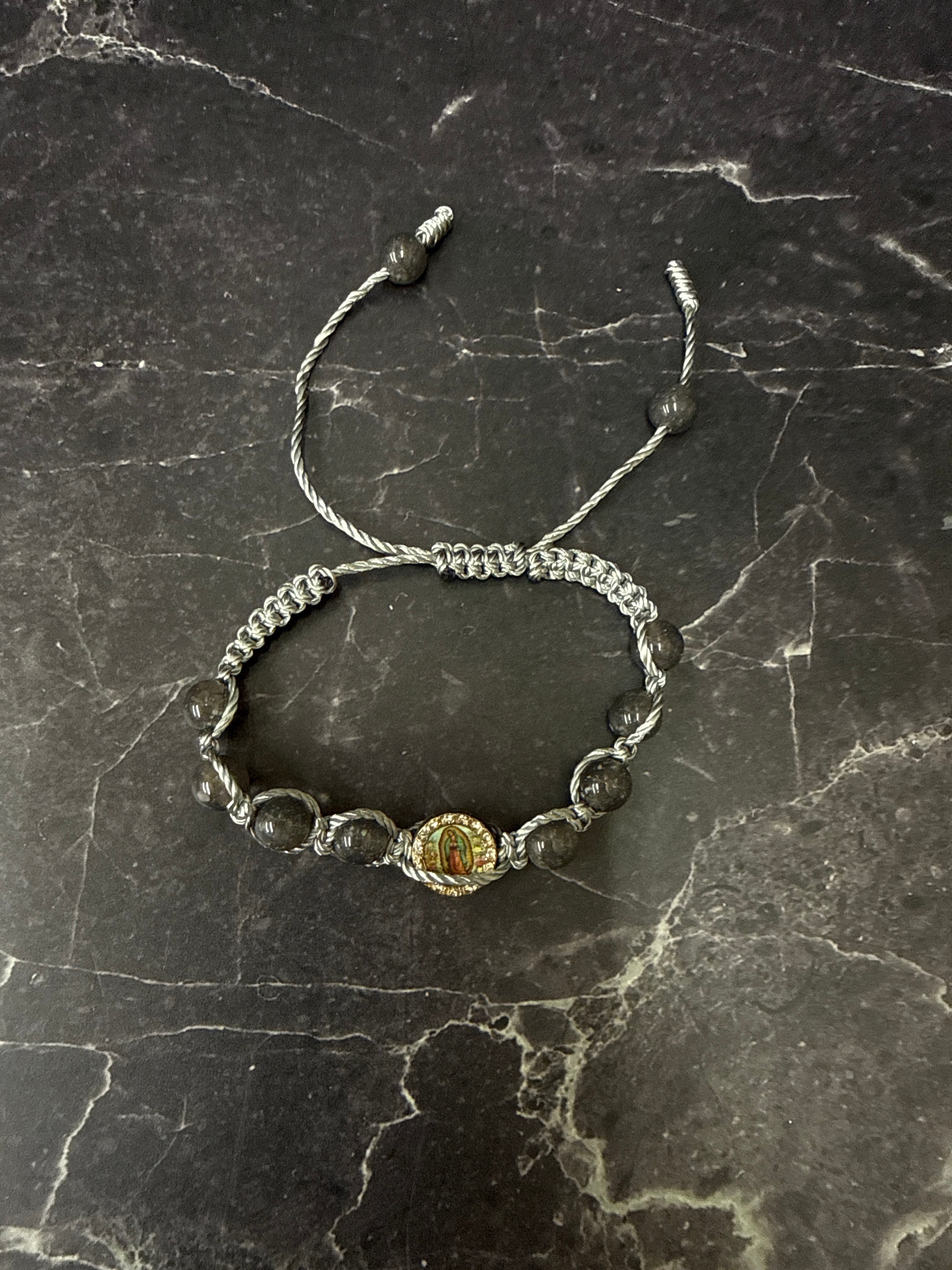 🌟 Adjustable Beaded Rosary Bracelets with Religious Medals – Light Blue, Black, Green, Dark Blue, Pink, Purple, White & Gray ✨