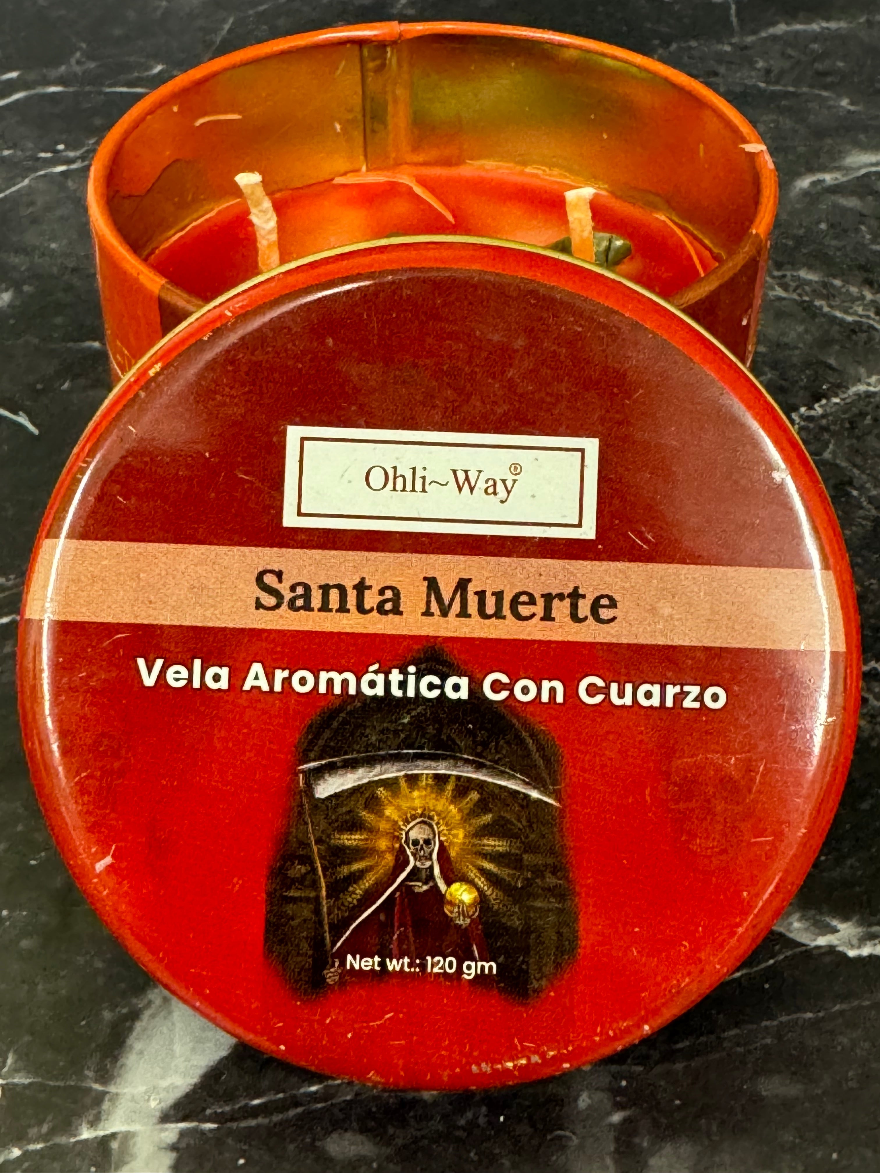 Ohi-Way Candle Santa Muerte/Vela Aromatica Con Cuarzo