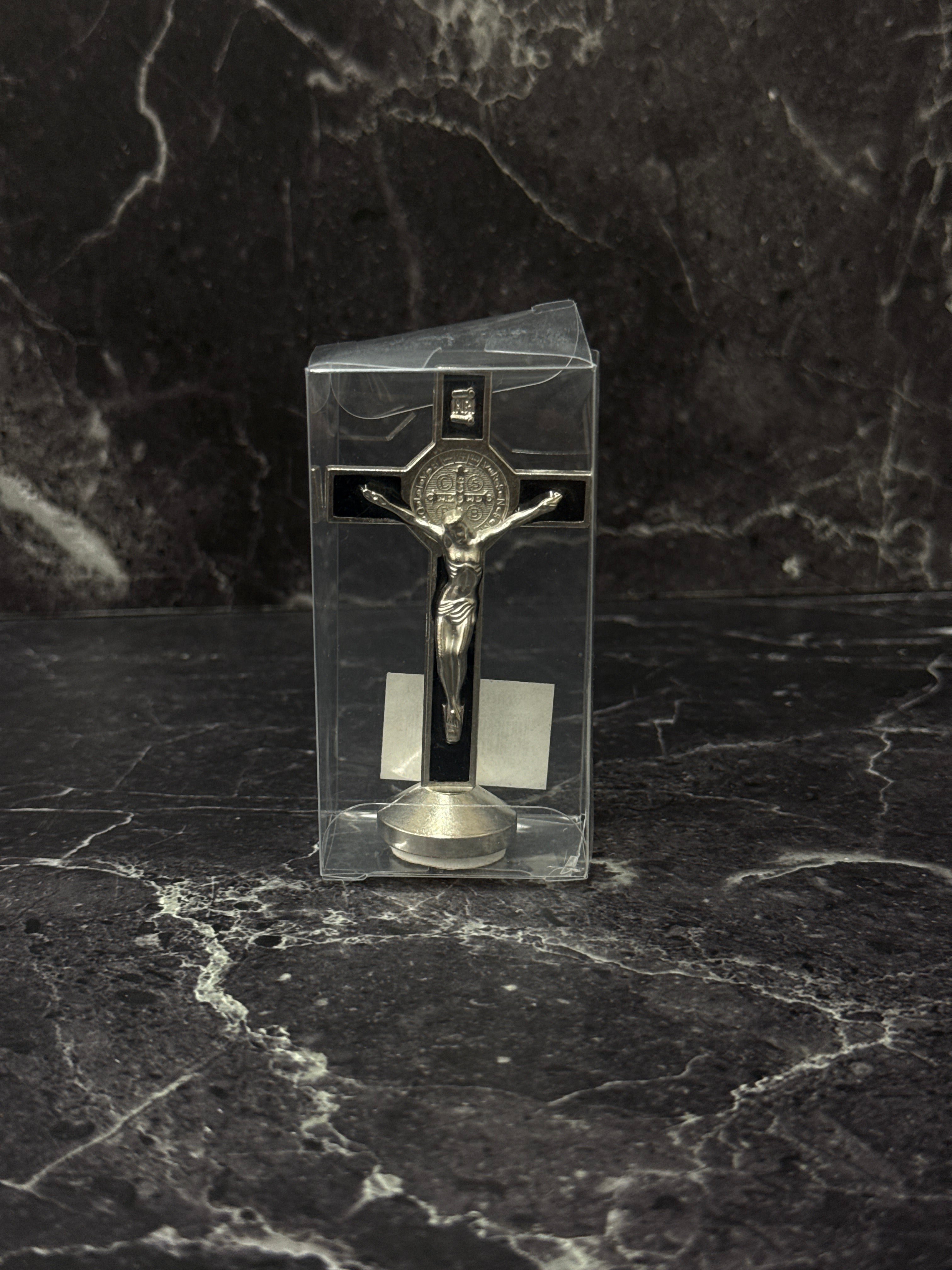 St. Benedict Standing Crucifix Collection – Black, White & Red Wood Finishes ✝️✨